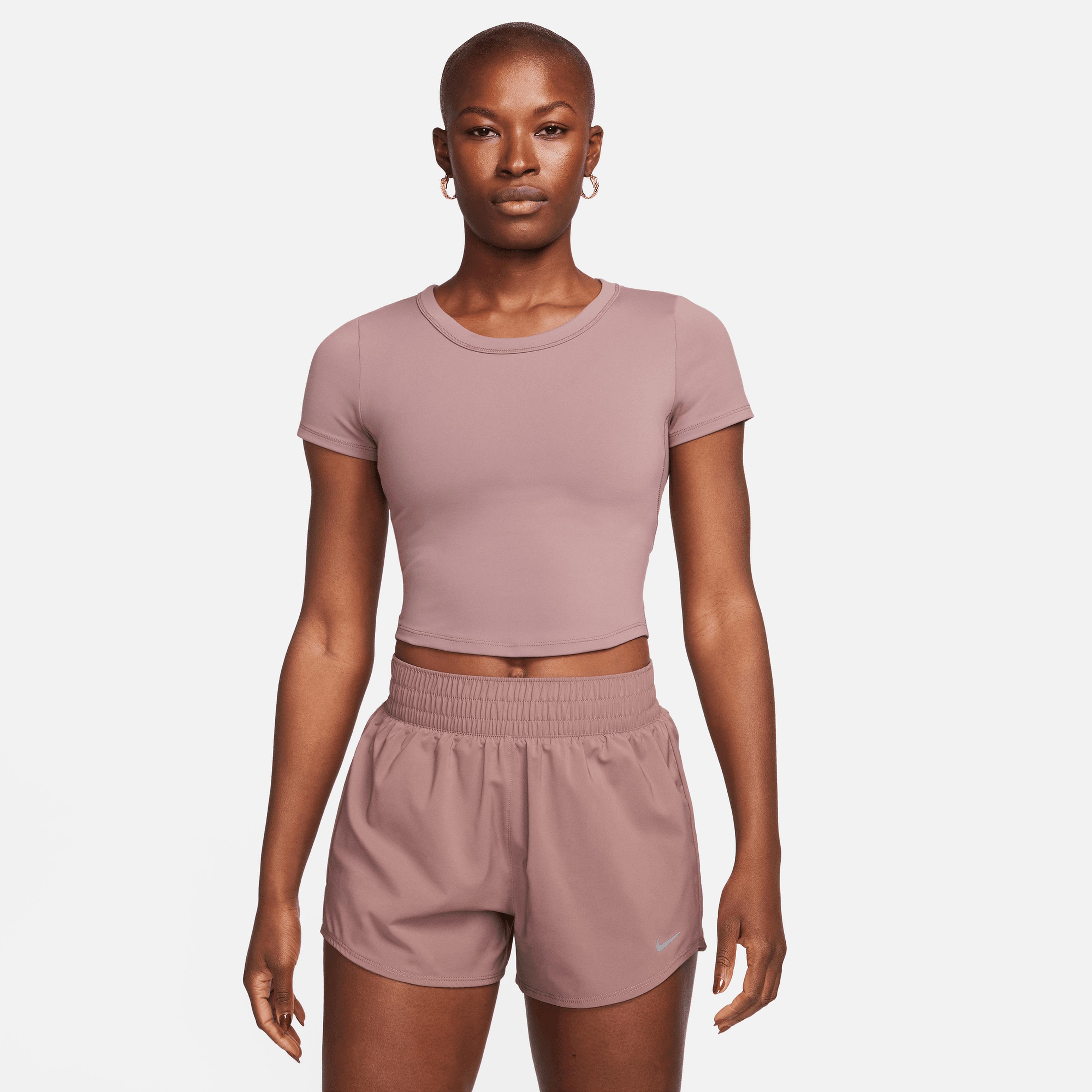 Nike One Fitted Dri-FIT Kadın Kahverengi Crop T-Shirt