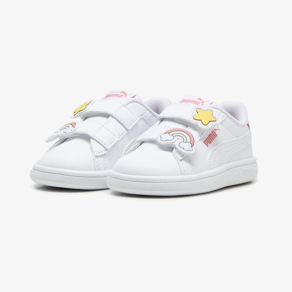 Puma Smash 3.0 Badges Bebek Beyaz Spor Ayakkabı_1