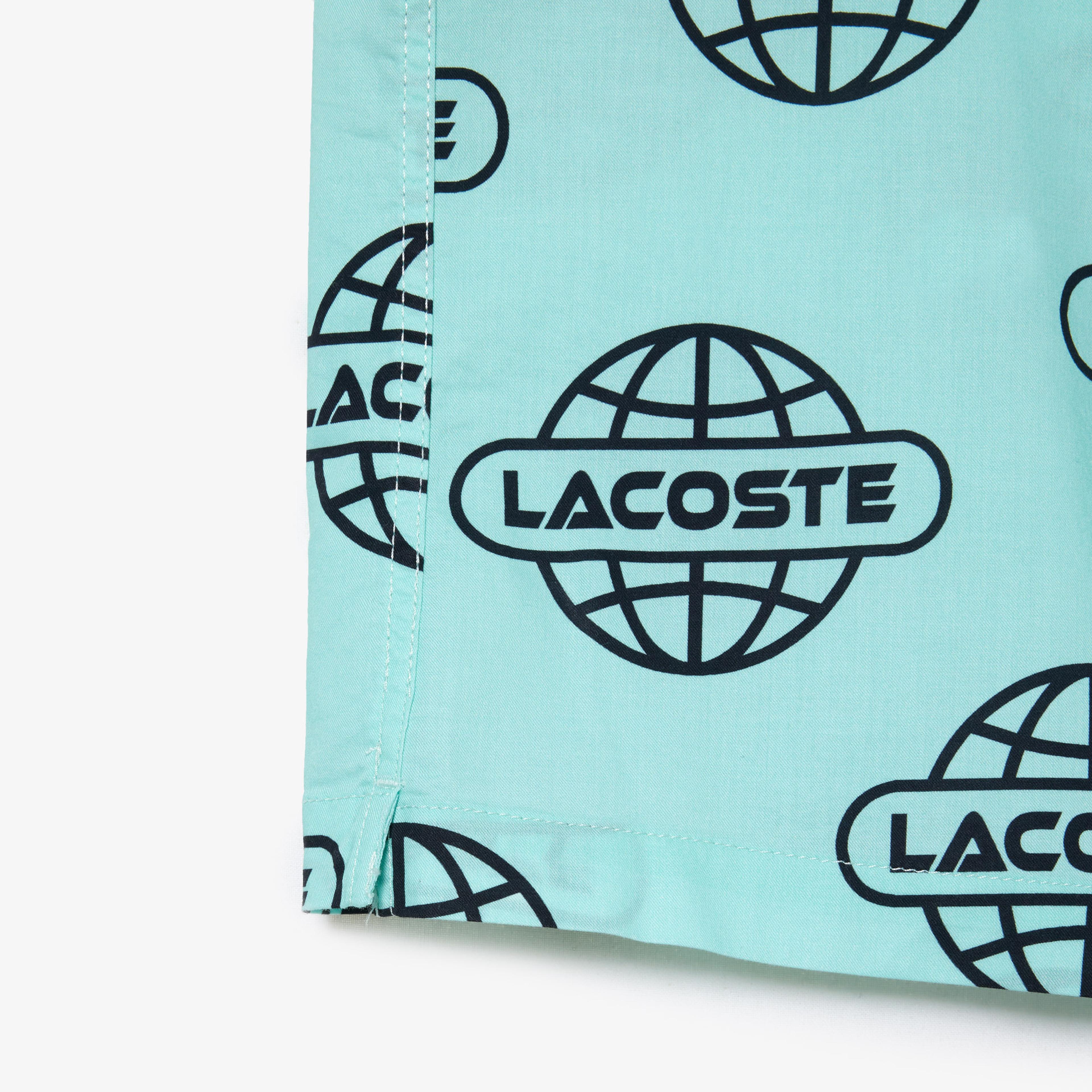 Lacoste Relaxed Fit Erkek Desenli Yeşil Gömlek