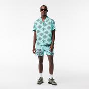 Lacoste Relaxed Fit Erkek Desenli Yeşil Gömlek