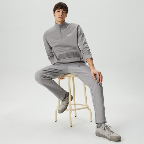 United4 Half Zip Peluş Erkek Gri Sweatshirt_2