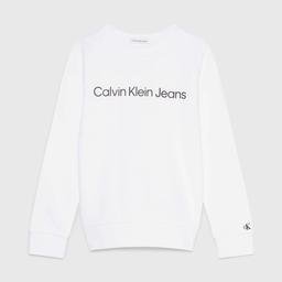 Calvin Klein Jeans New Inst. Logo Çocuk Beyaz Sweatshirt