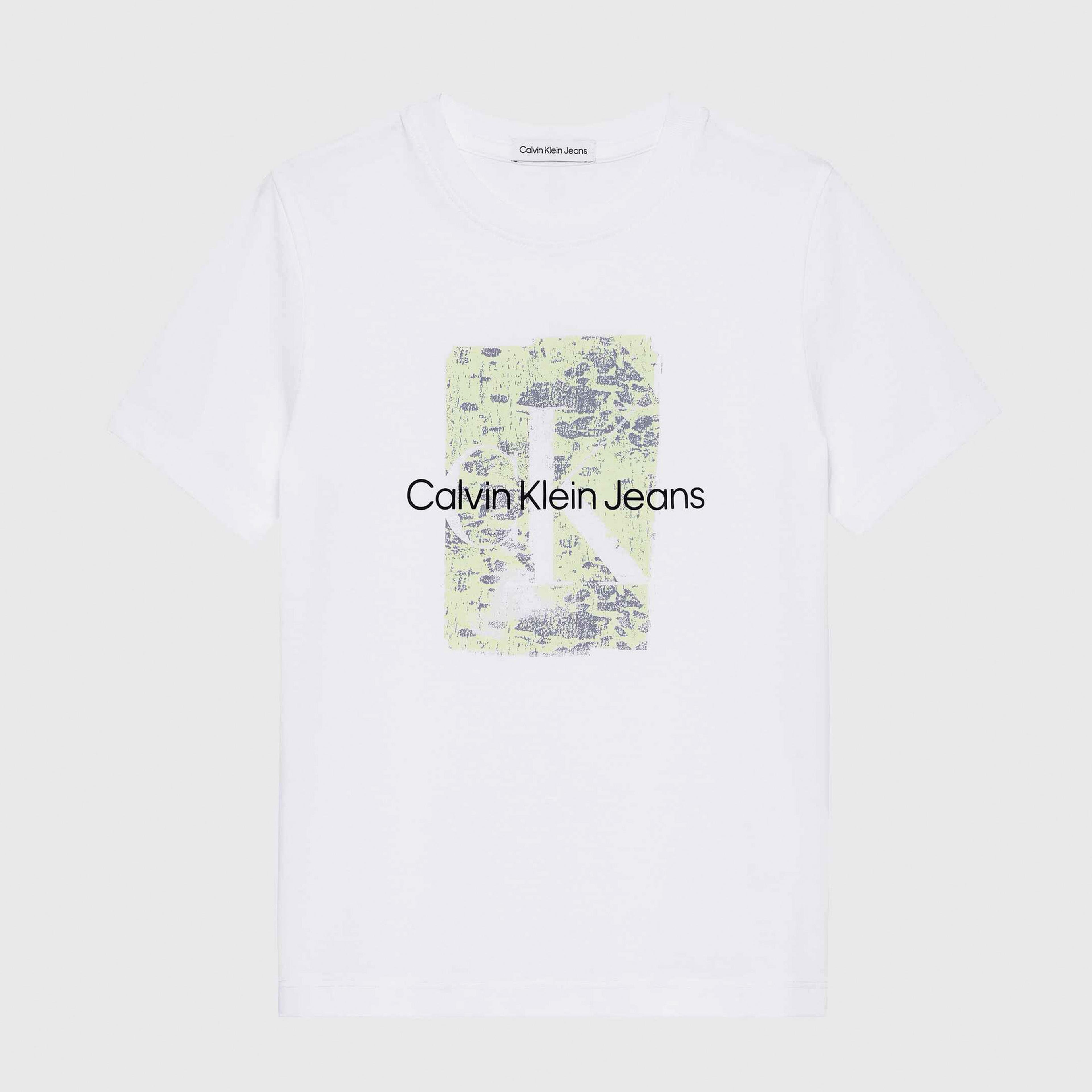 Calvin Klein Jeans Second Skin All-Over-Print Çocuk Beyaz T-Shirt