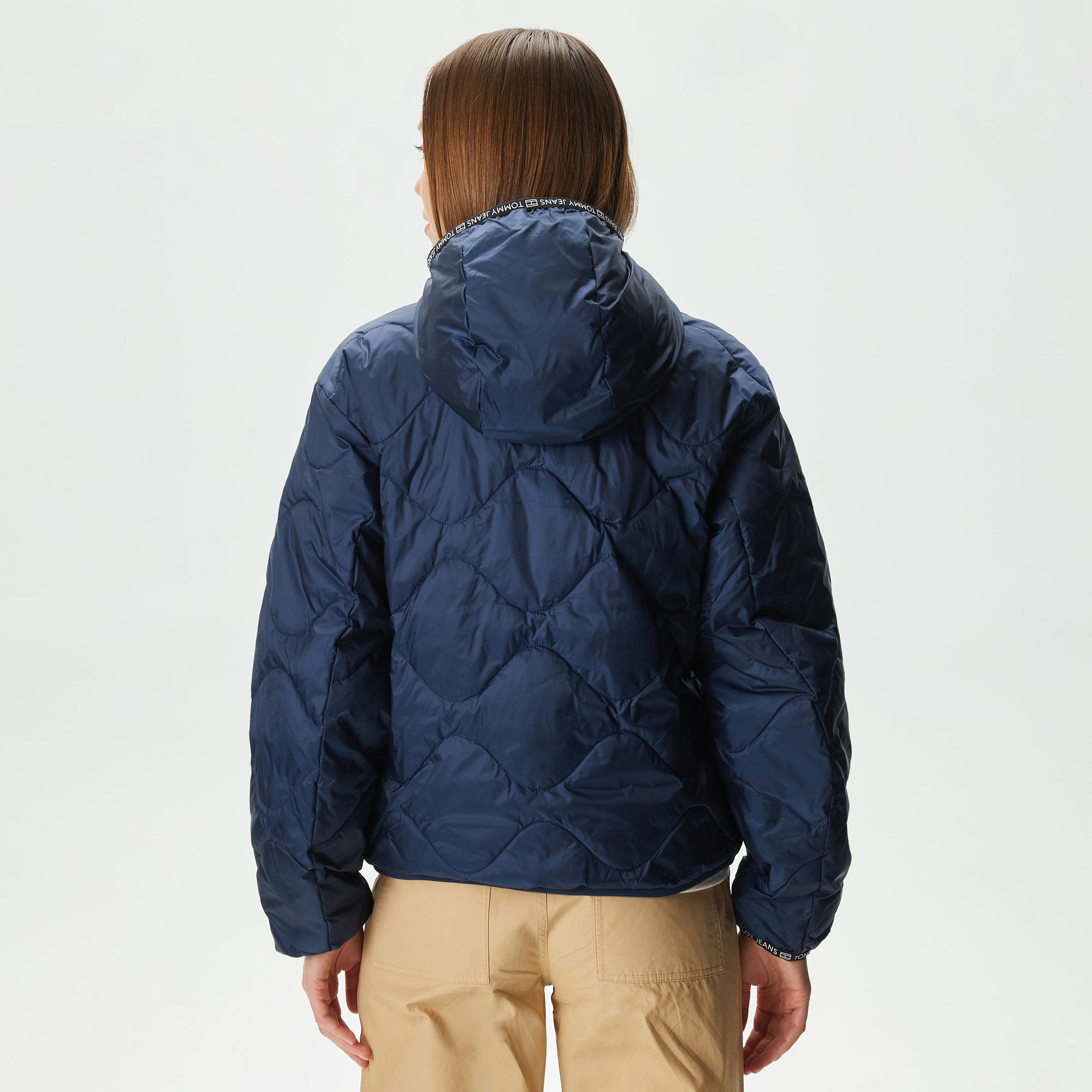 Tommy Jeans Quilted Tape Hoodffer Kadın Lacivert Mont