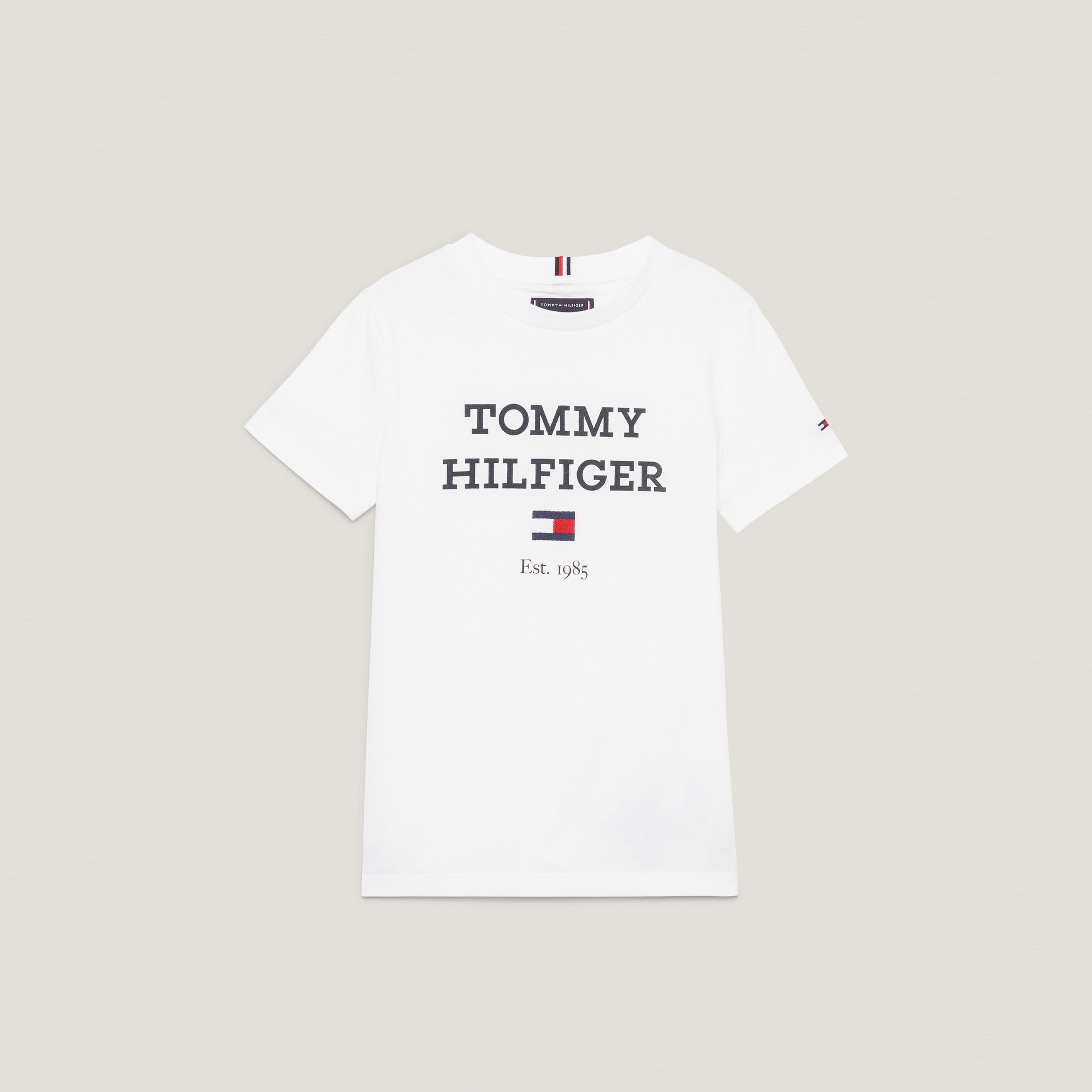 Tommy Hilfiger Logo Erkek Çocuk Beyaz T-Shirt