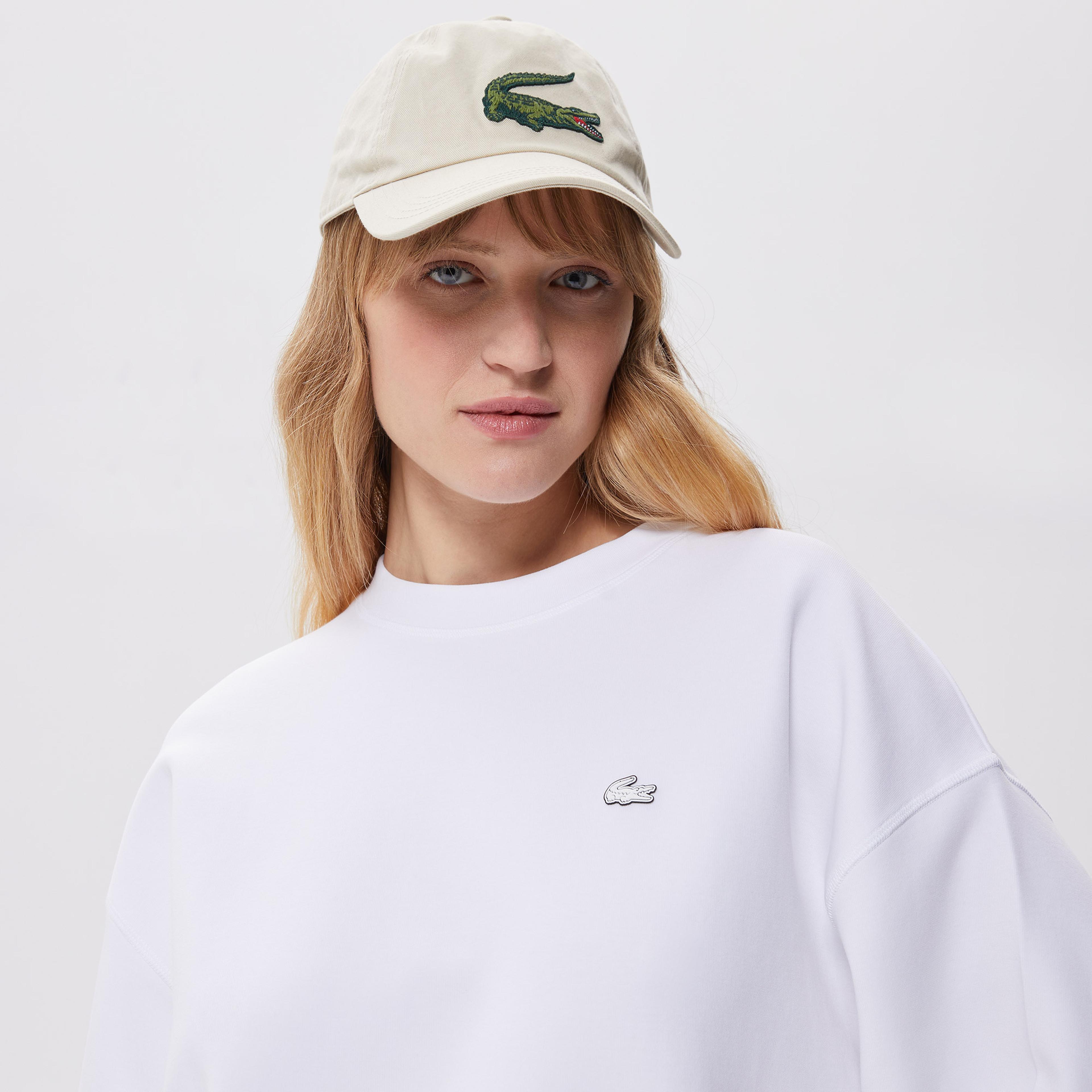 Lacoste Kadın Oversize Fit Bisiklet Yaka Beyaz Sweatshirt