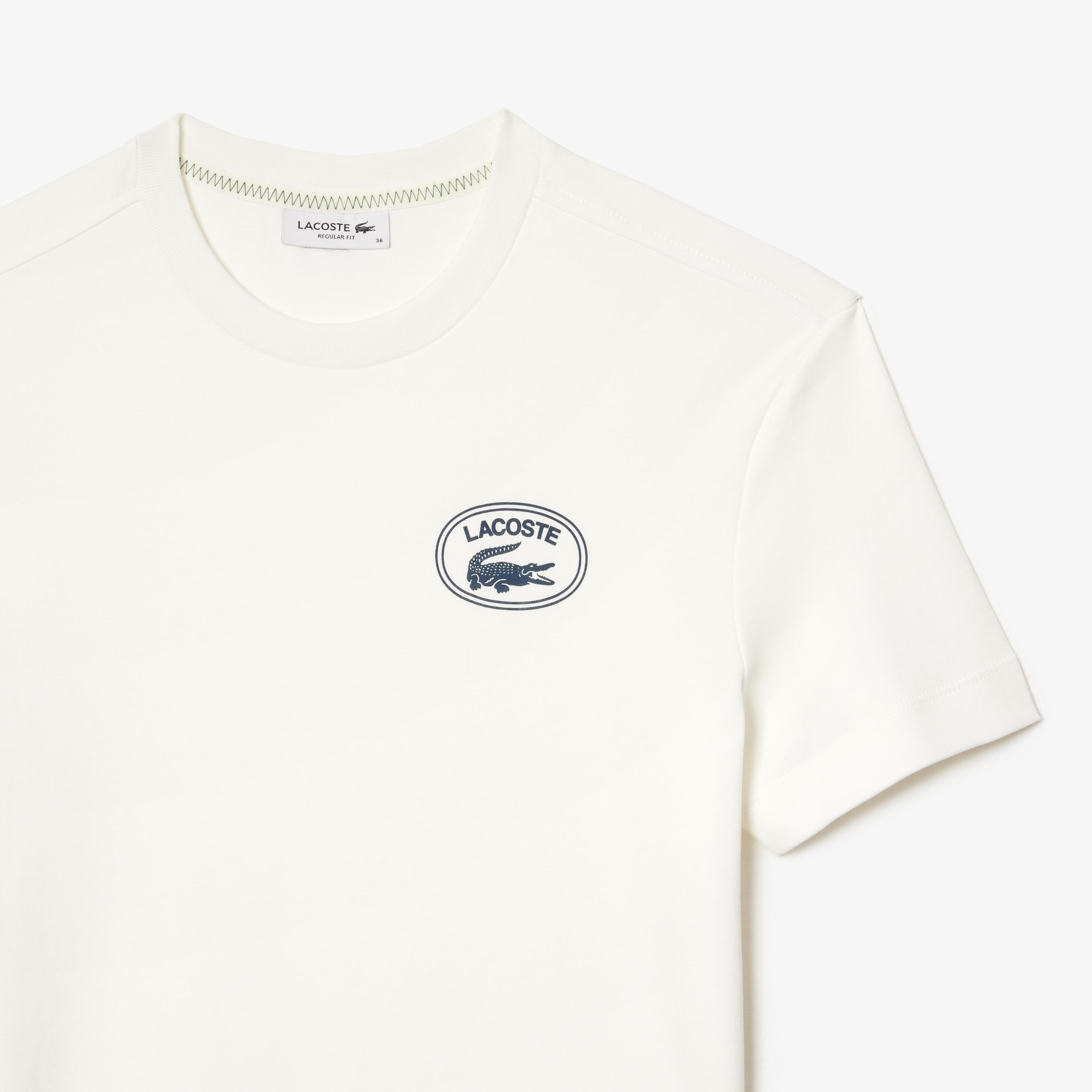 Lacoste Regular Fit Signature Print Kadın Beyaz T-Shirt