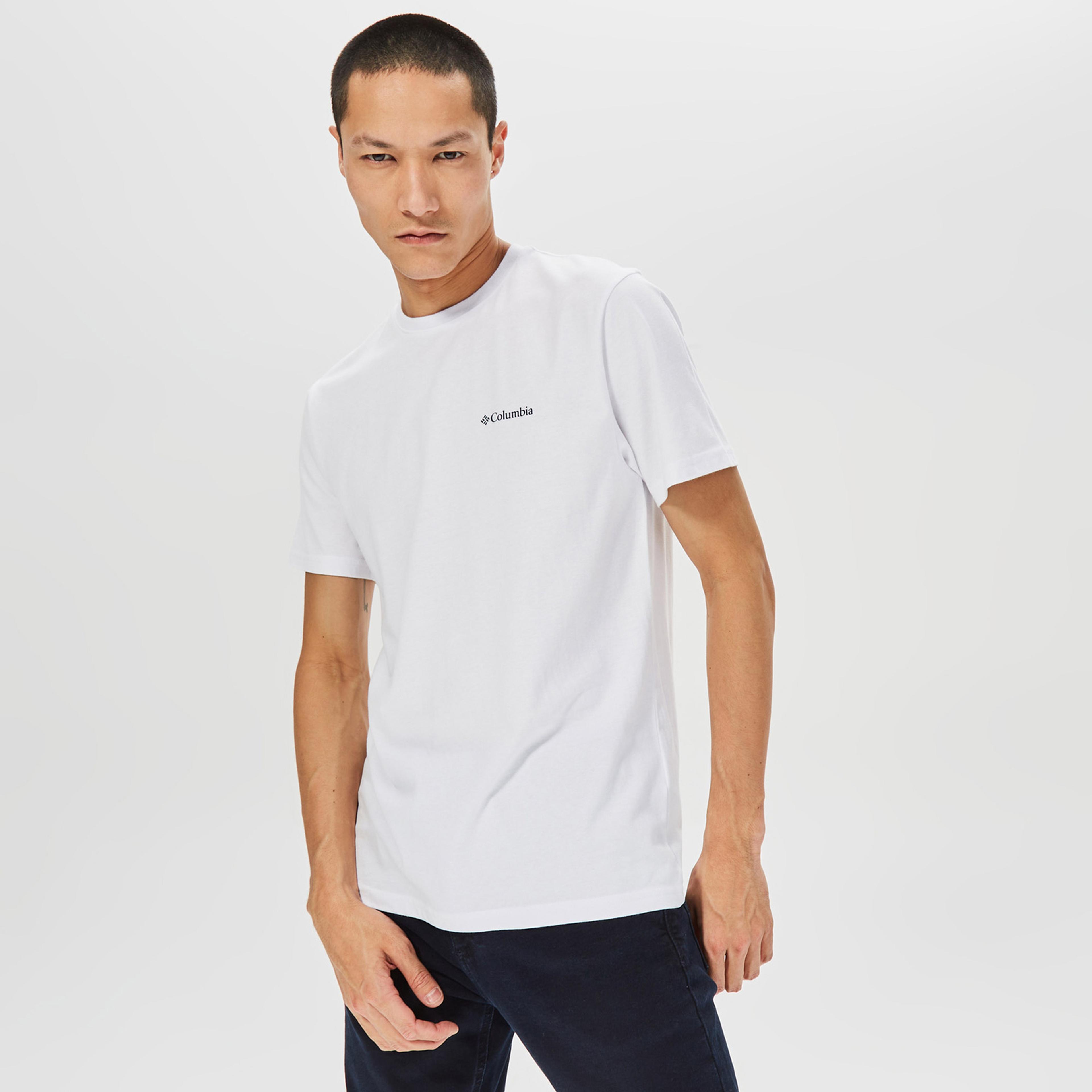 Columbia Basic Logo Brushed Erkek Beyaz T-Shirt