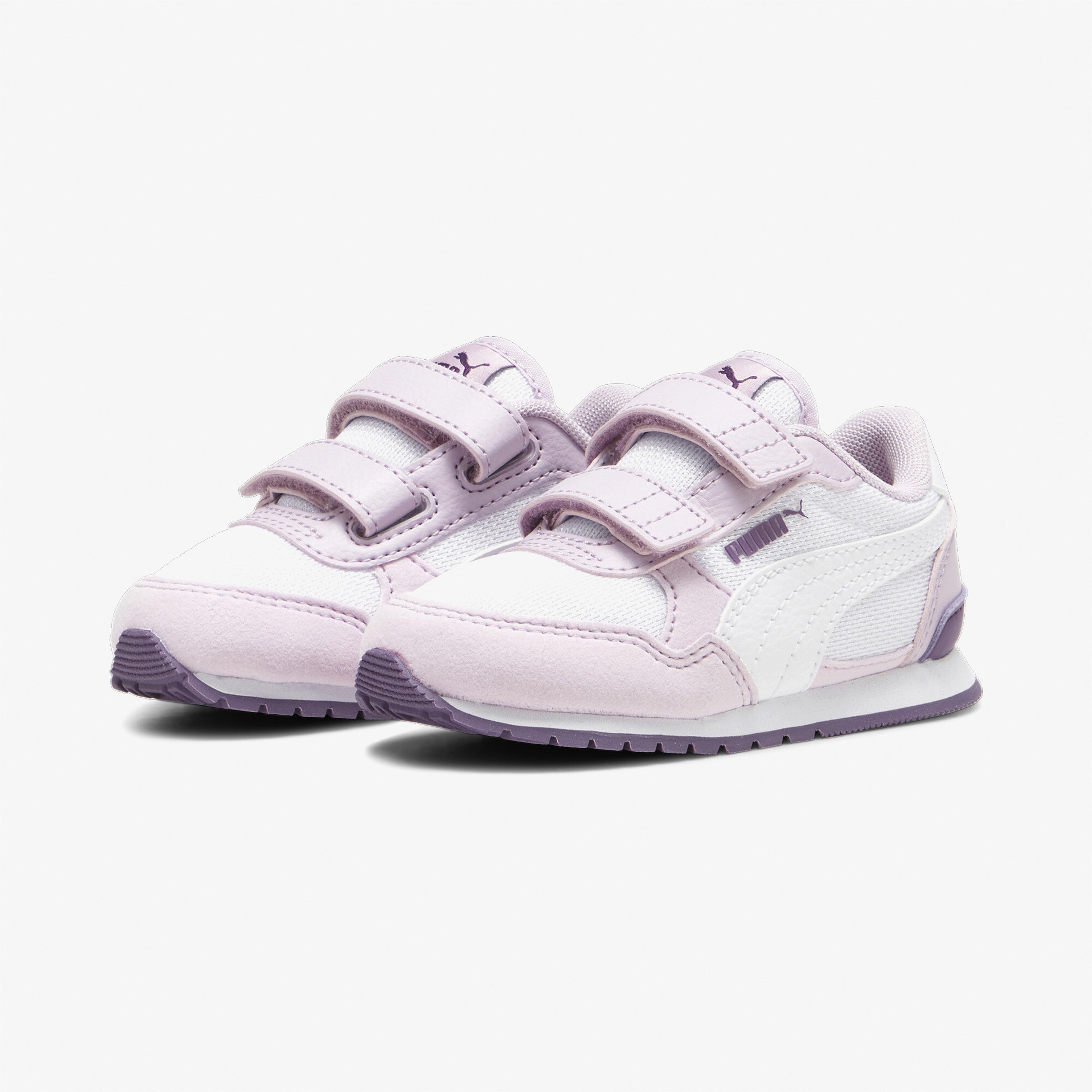 Puma Runner V3 Mesh Çocuk Beyaz/Mor Spor Ayakkabı