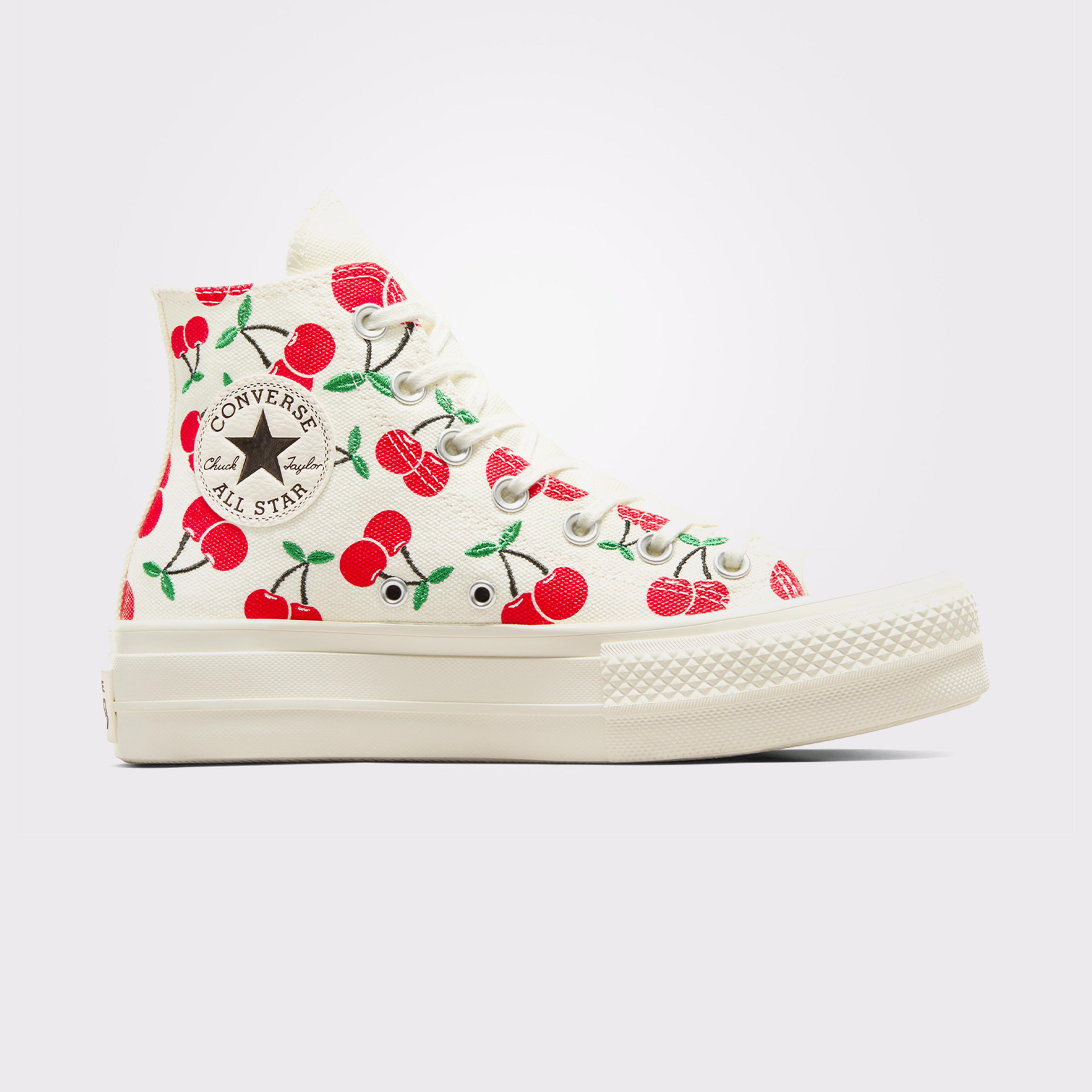 Converse Chuck Taylor All Star Lift Platform Cherries Kadın Krem Sneaker