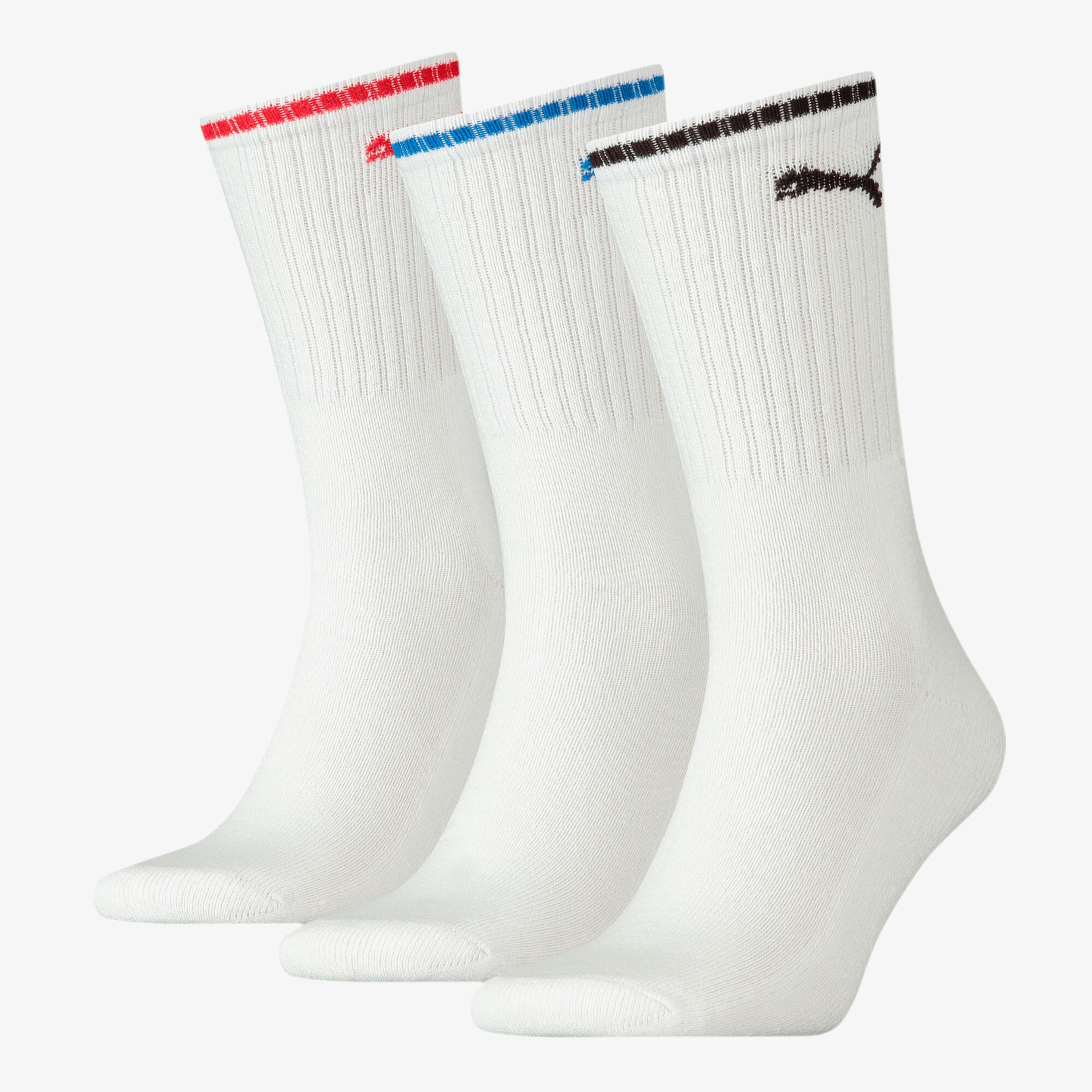 Puma Sport Crew Stripe 3'lü Unisex Beyaz Çorap