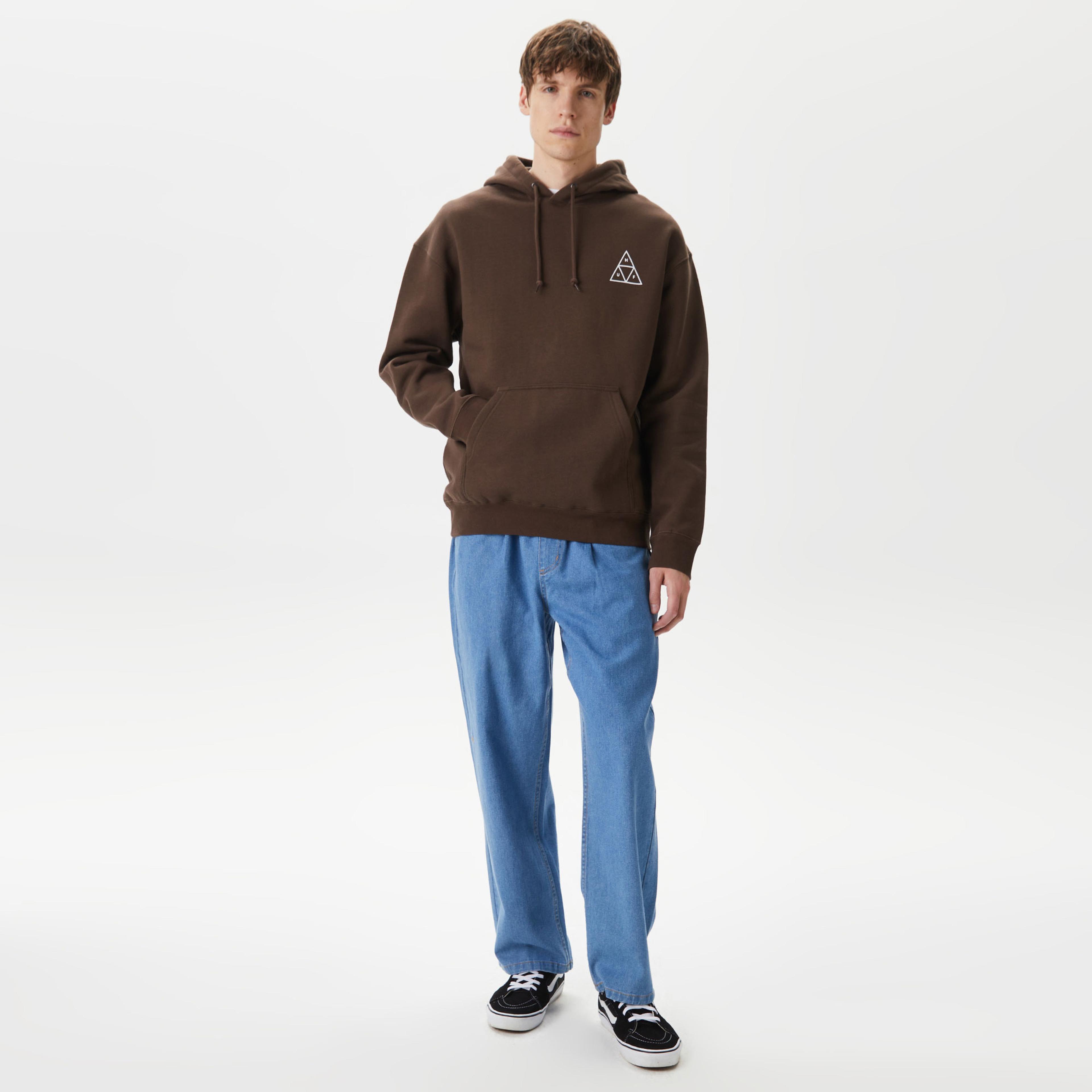 Huf Essentials Erkek Kahverengi Hoodie