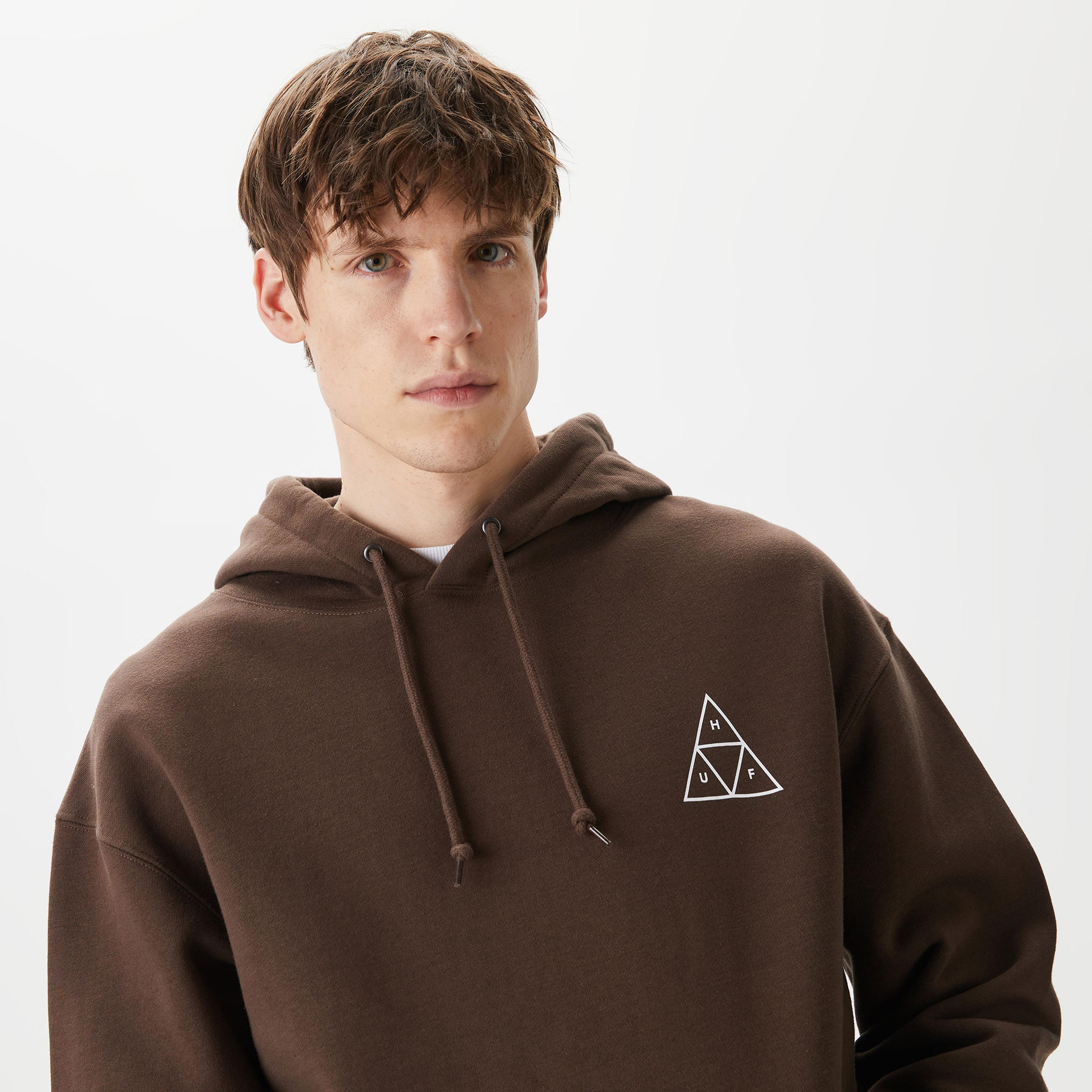 Huf Essentials Erkek Kahverengi Hoodie