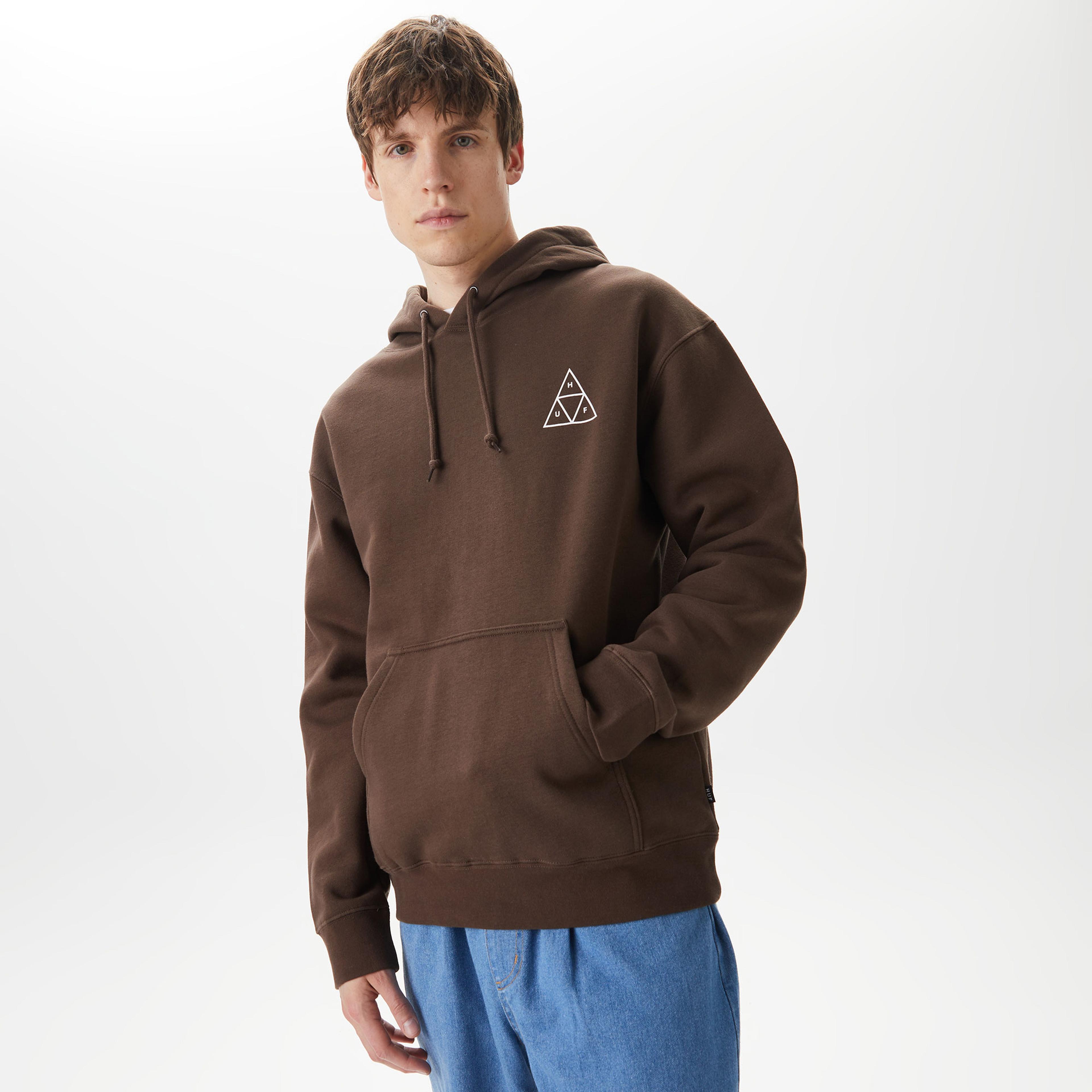 Huf Essentials Erkek Kahverengi Hoodie