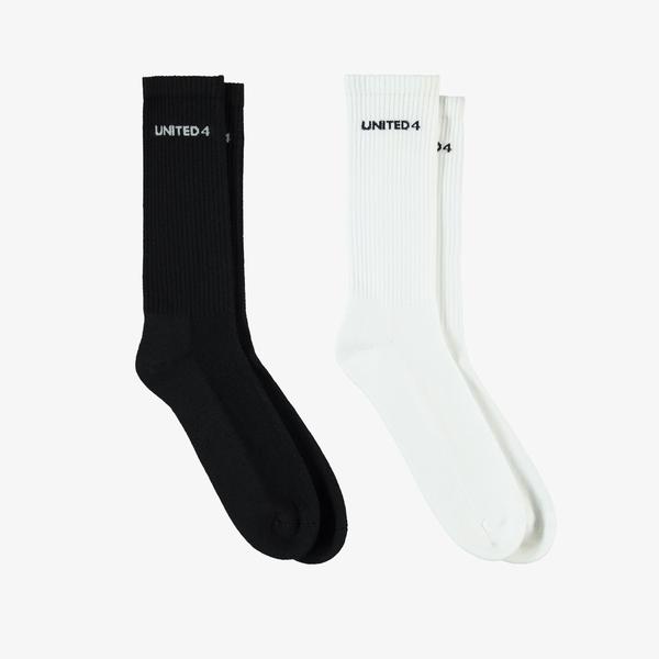 United4 Street Essentials Crew Unisex Siyah/Beyaz  2'li Çorap