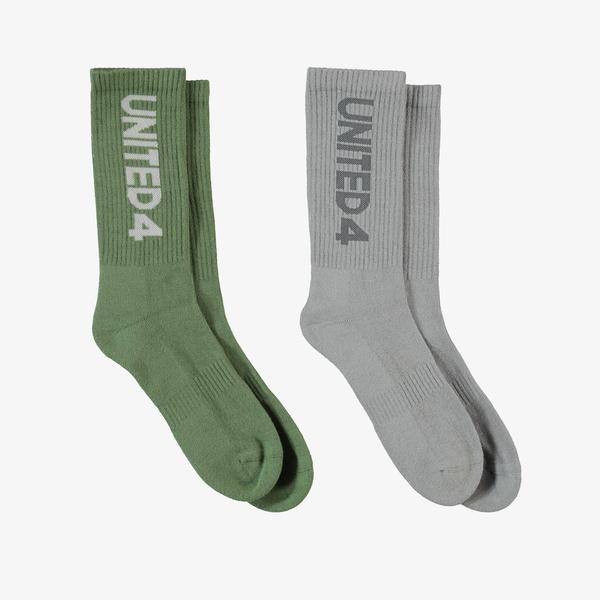 United4 Street Essentials Crew Erkek Gri/Haki 2'li Çorap