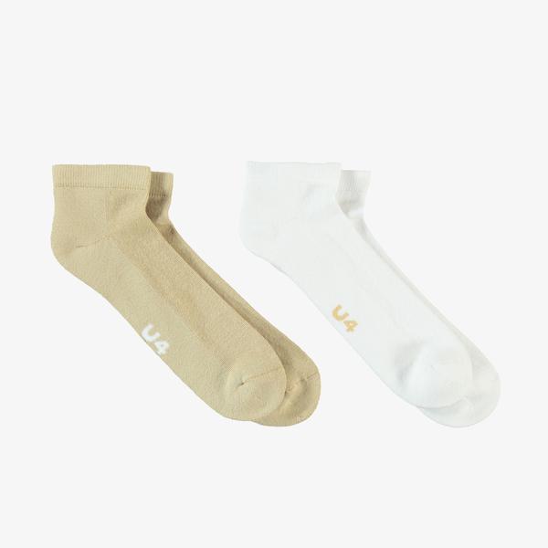 United4 Street Ankle Unisex Beyaz/Kahverengi 2'li Çorap