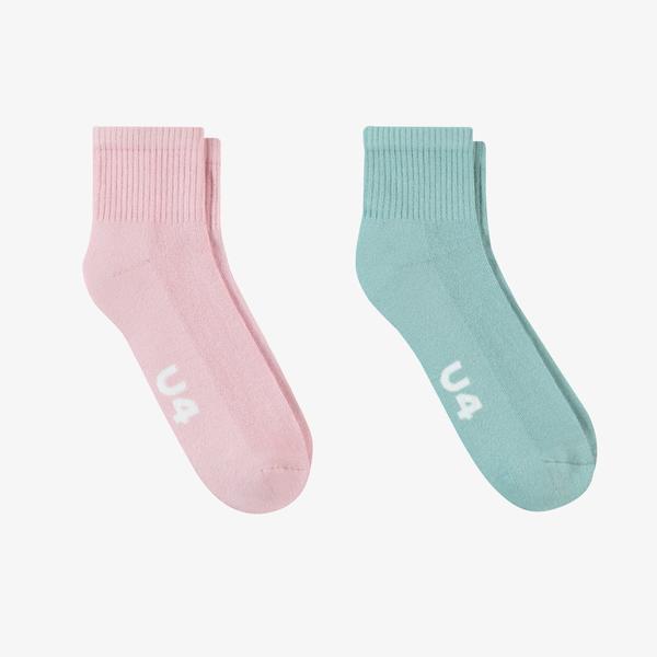 United4 Street Essentials Mid-Crew Kadın Pembe/Yeşil 2'li Çorap