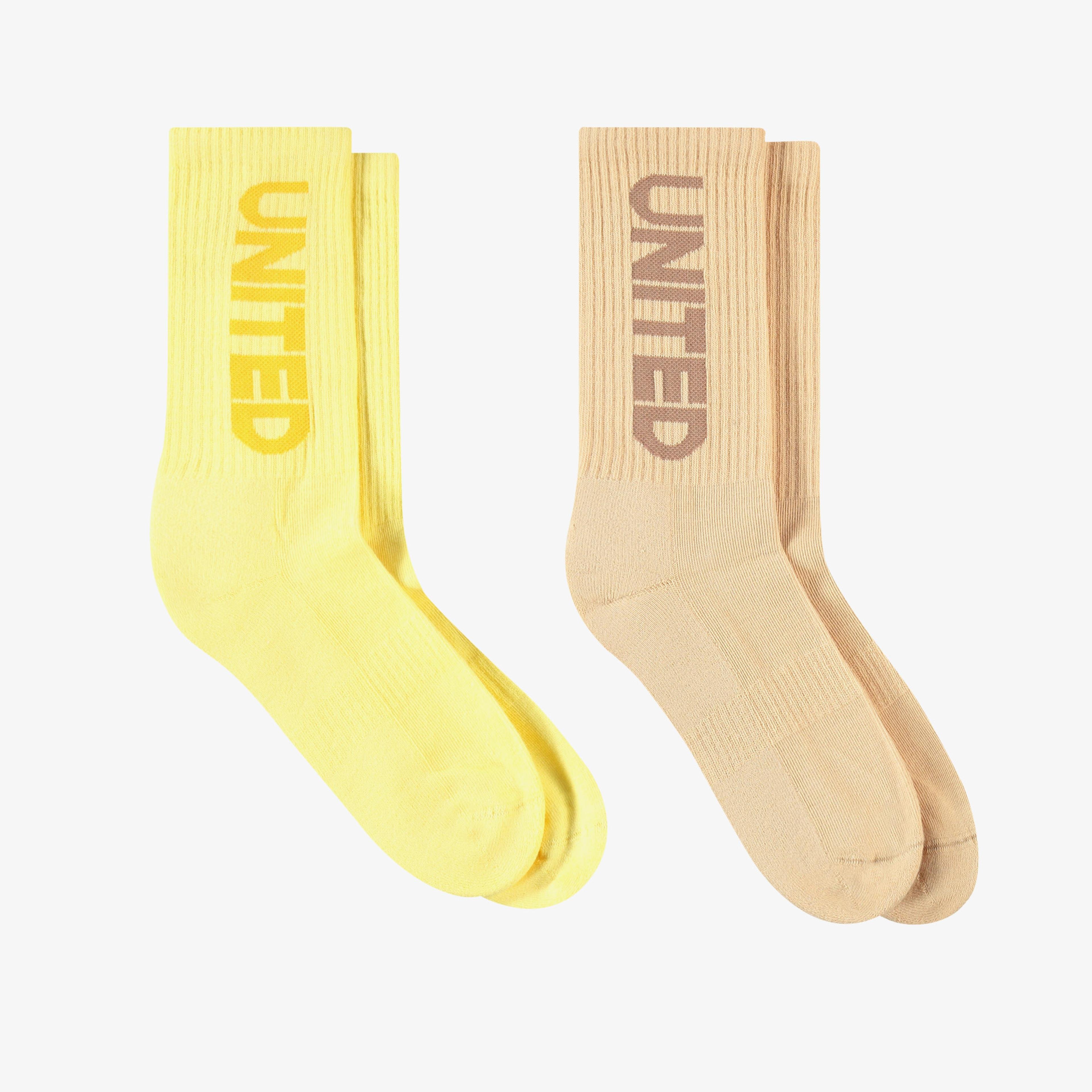 United4 Classic Kadın Kahverengi/Sarı 2'li Çorap