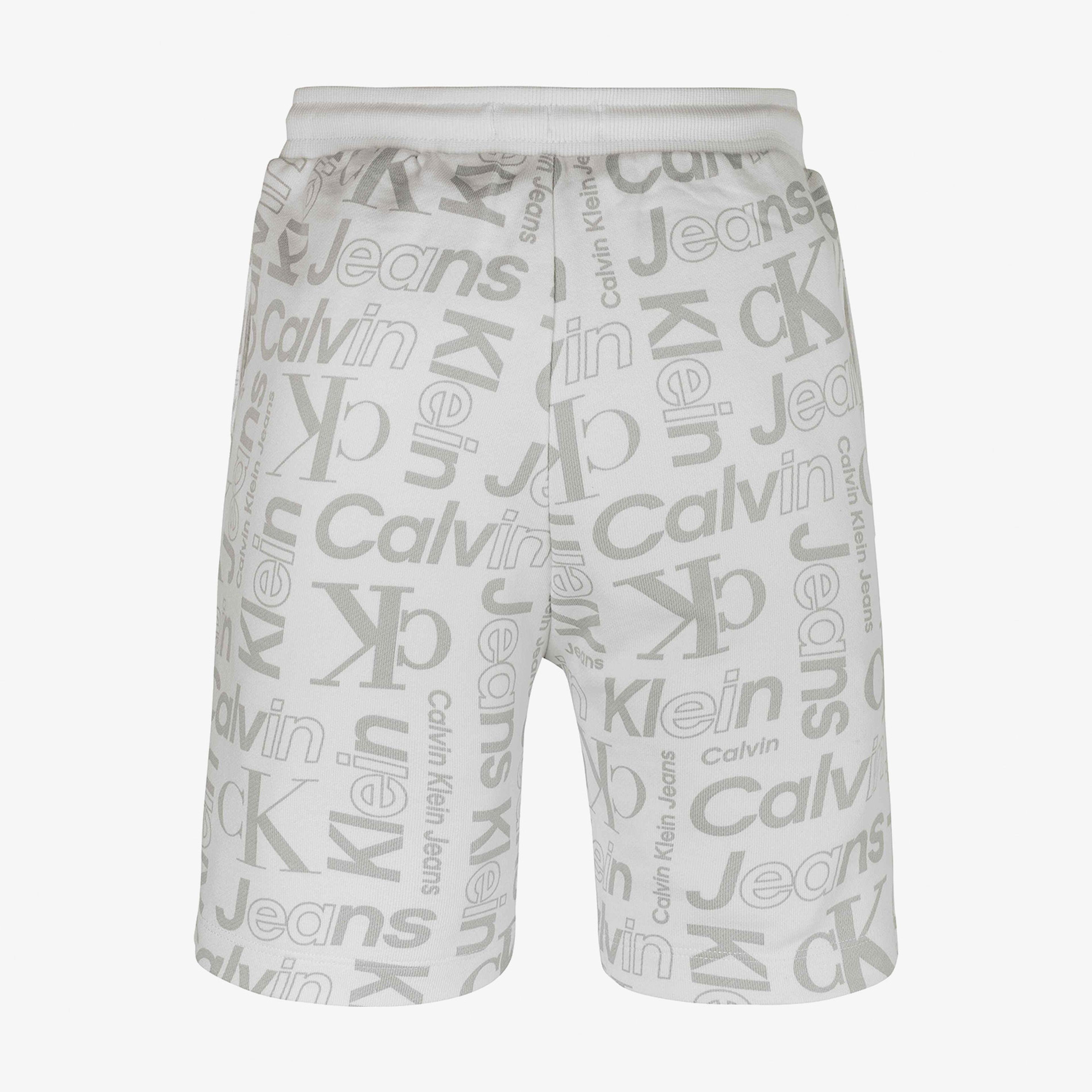 Calvin Klein Jeans Logo All-Over-Print Çocuk Beyaz Şort