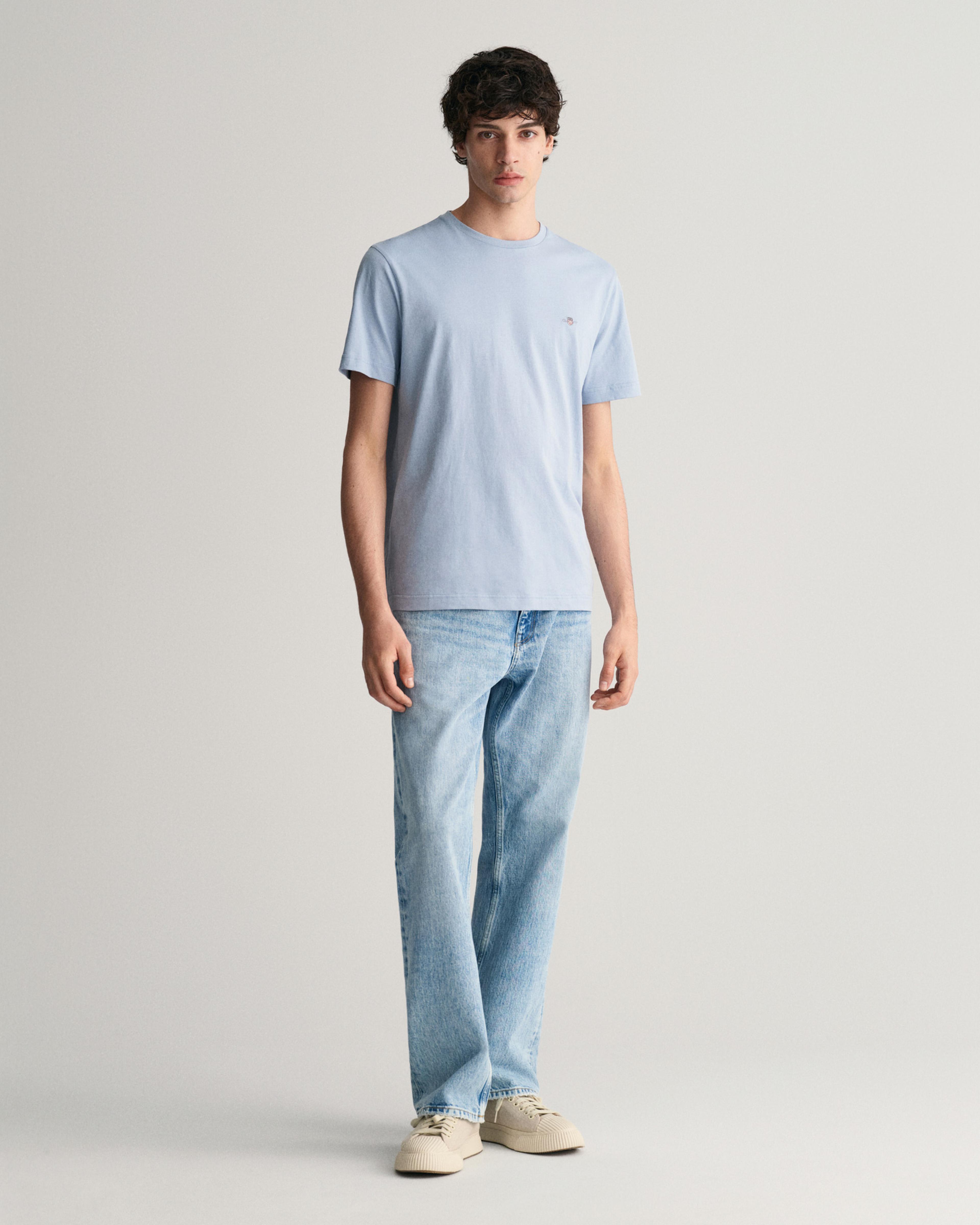 GANT Erkek Mavi Regular Fit Bisiklet Yaka T-Shirt