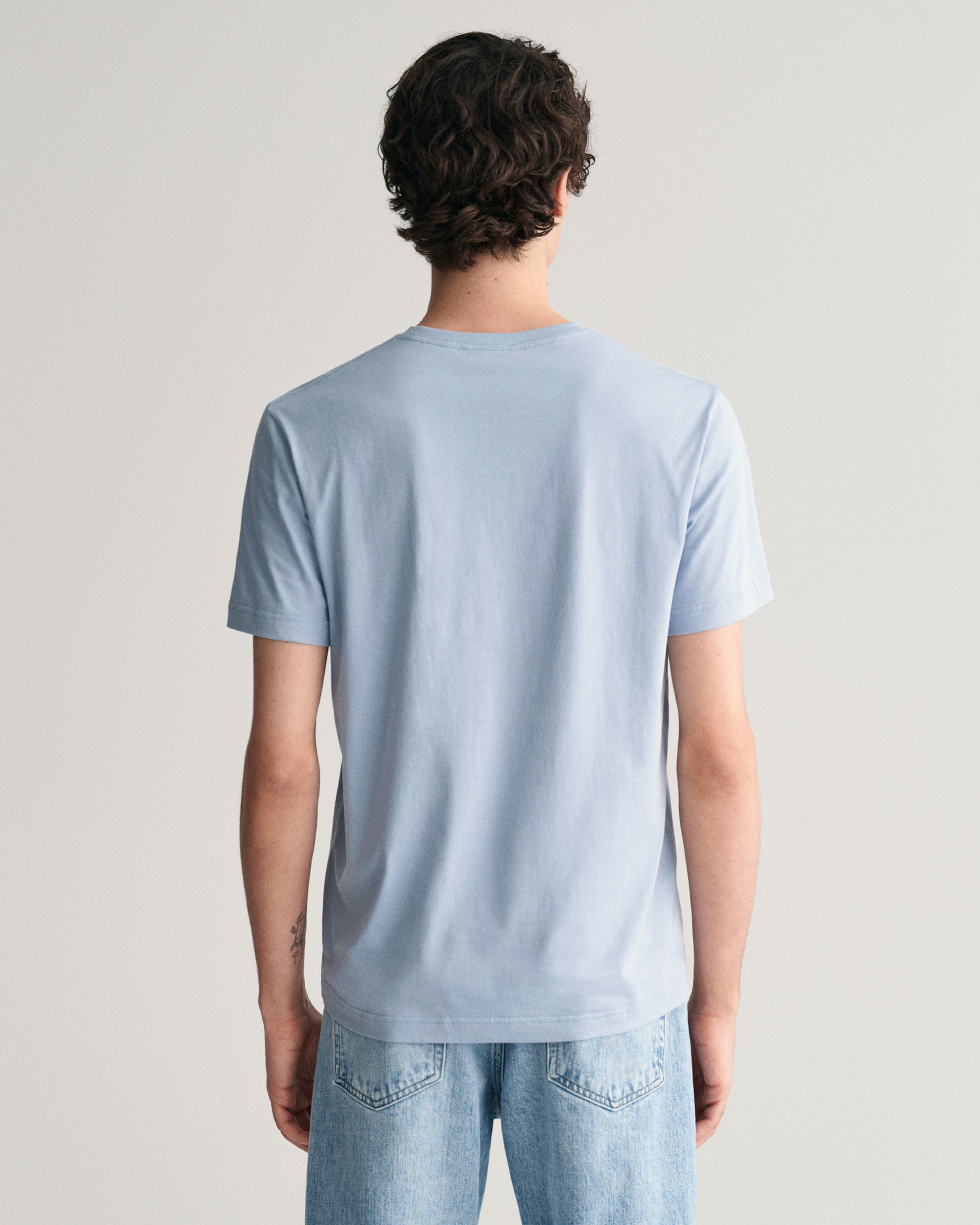 GANT Erkek Mavi Regular Fit Bisiklet Yaka T-Shirt