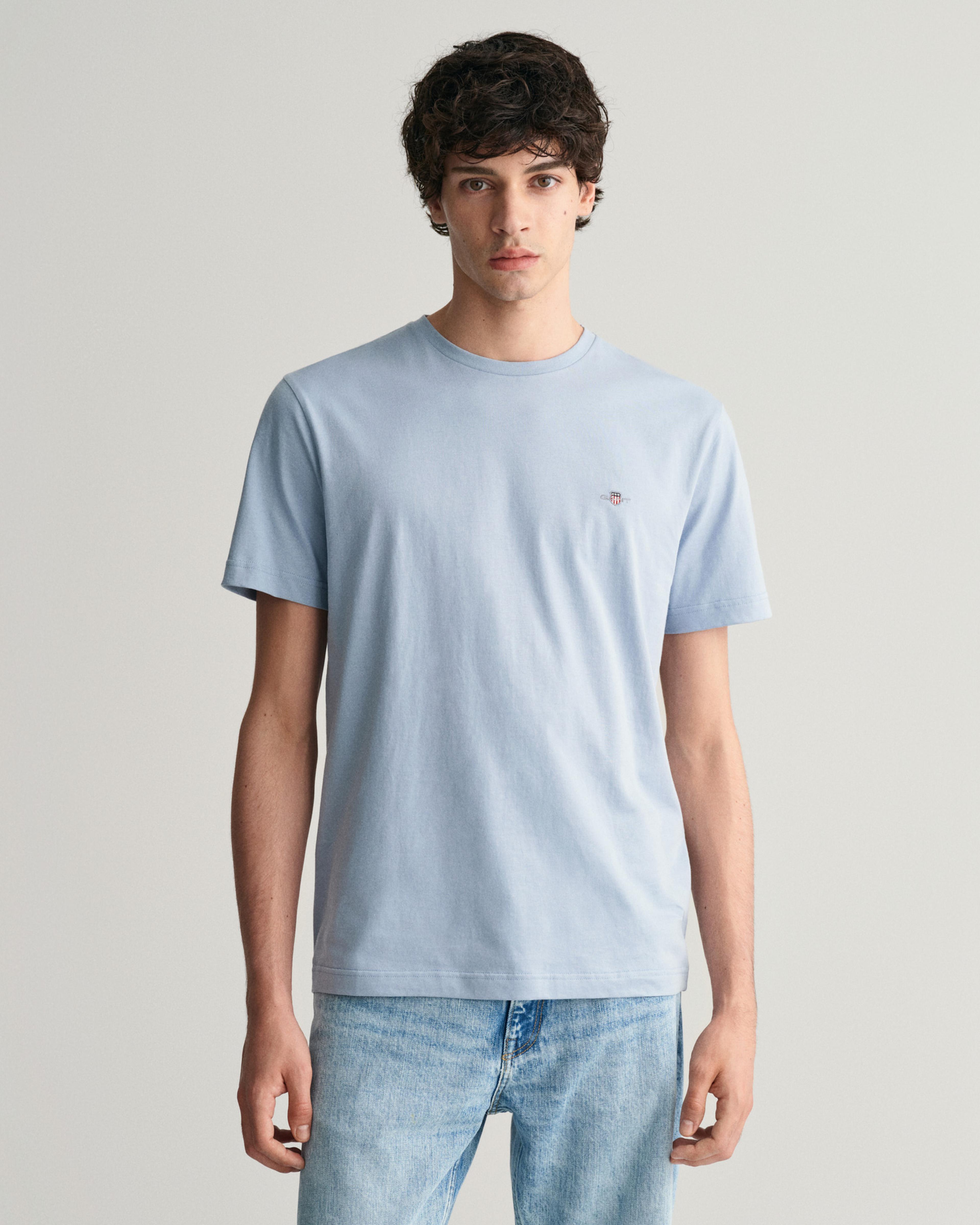 GANT Erkek Mavi Regular Fit Bisiklet Yaka T-Shirt