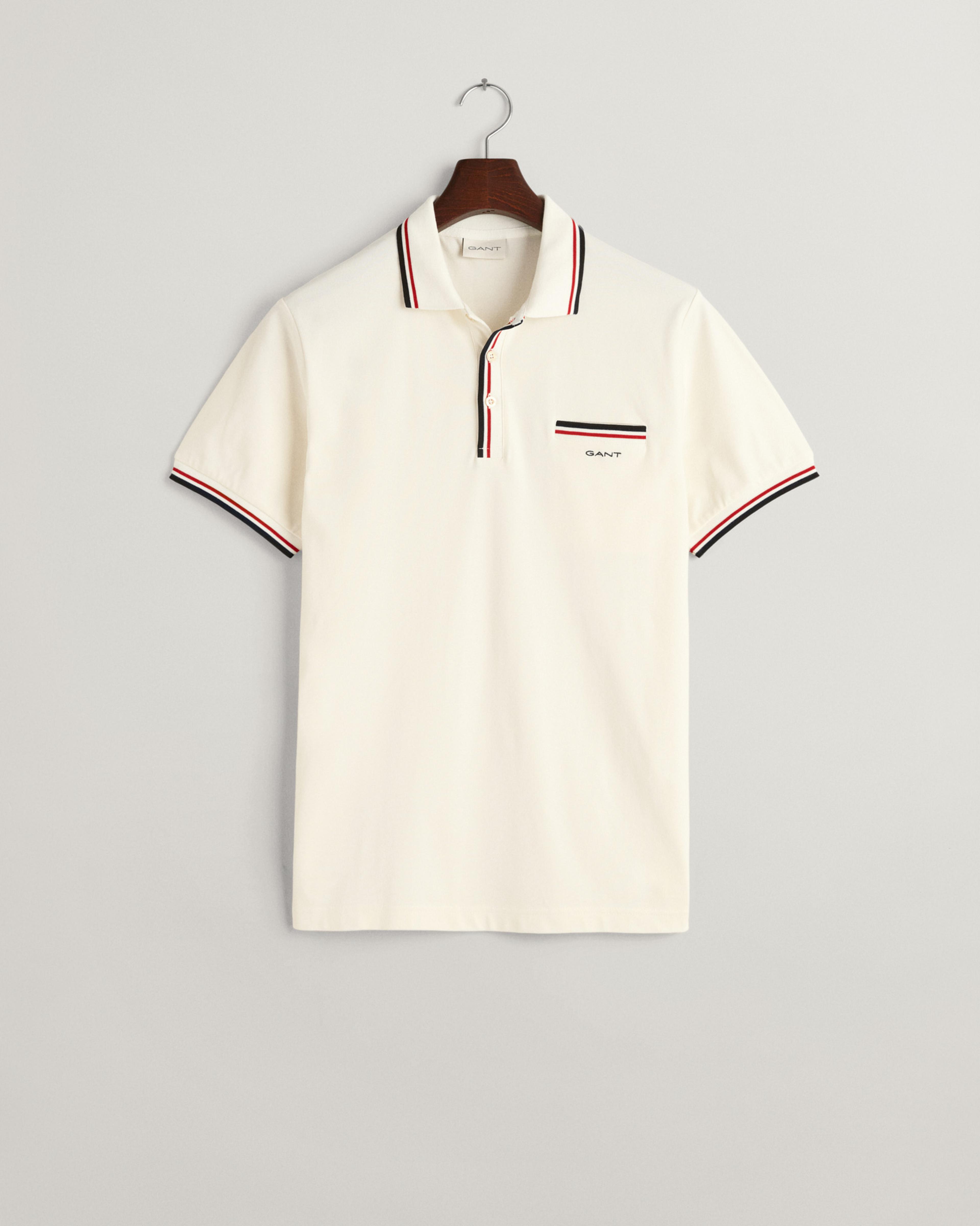 GANT Erkek Krem Regular Fit Çizgili Polo