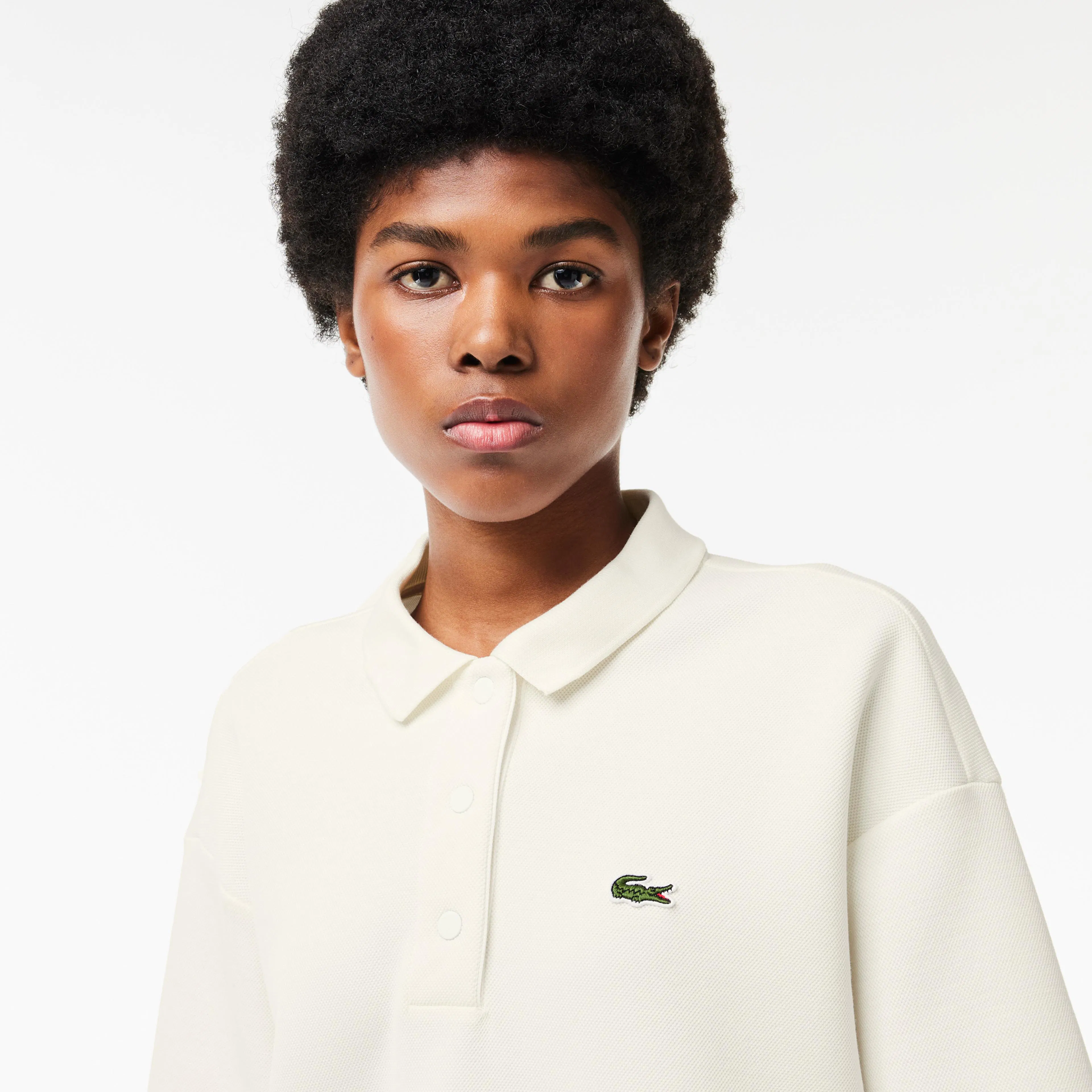 Lacoste Kadın Oversize Fit Beyaz Polo