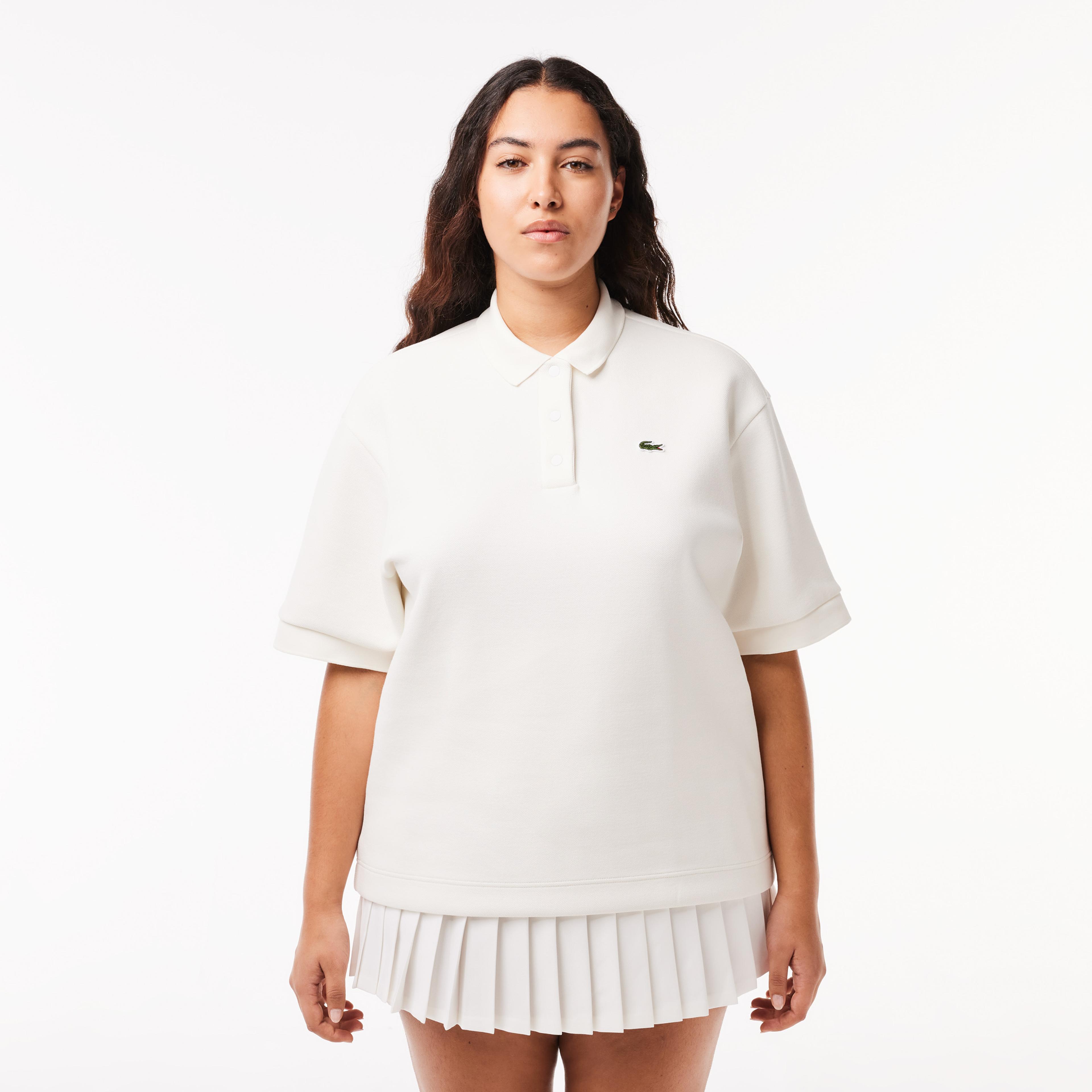 Lacoste Kadın Oversize Fit Beyaz Polo