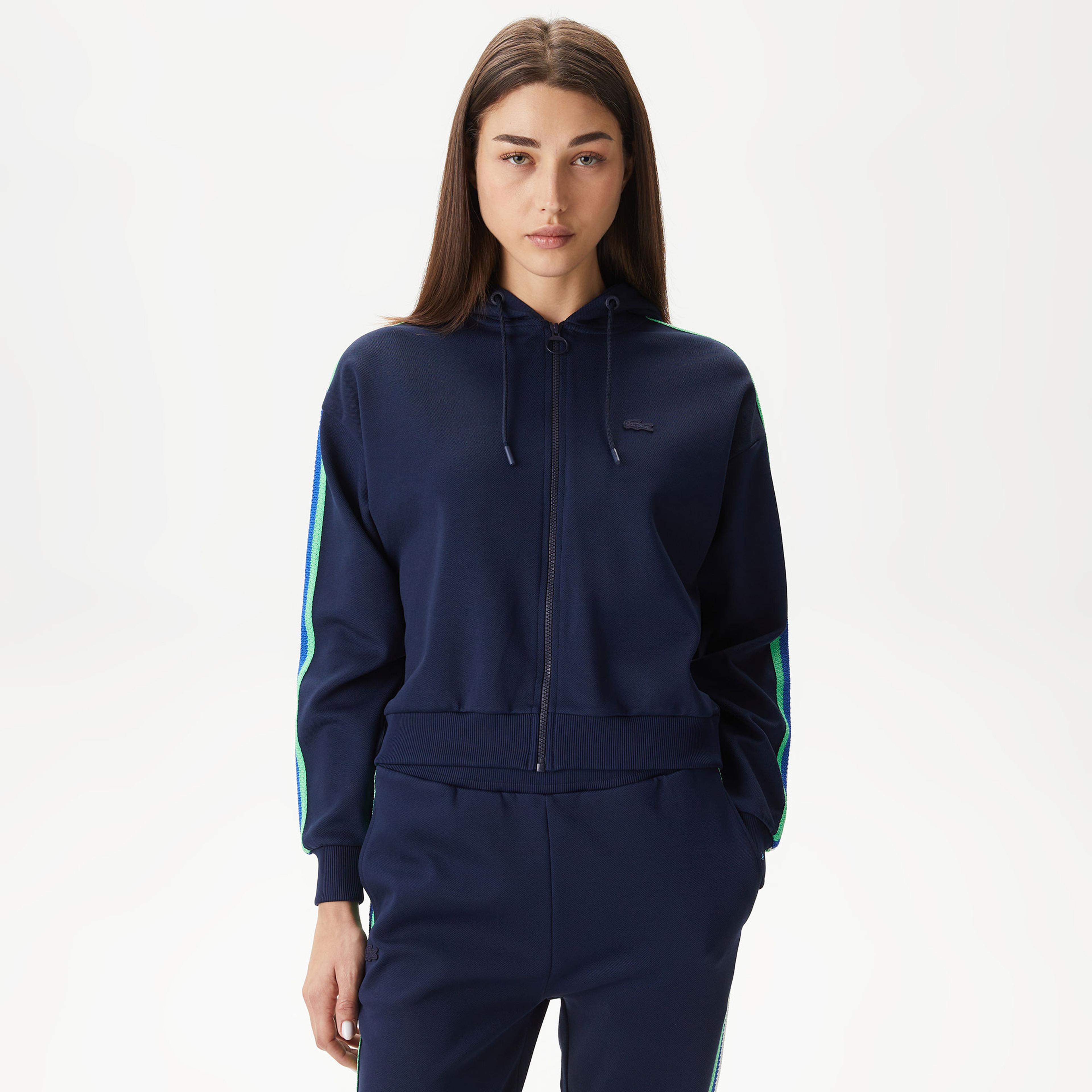 Lacoste Kadın Relaxed Fit Kapüşonlu Lacivert Sweatshirt