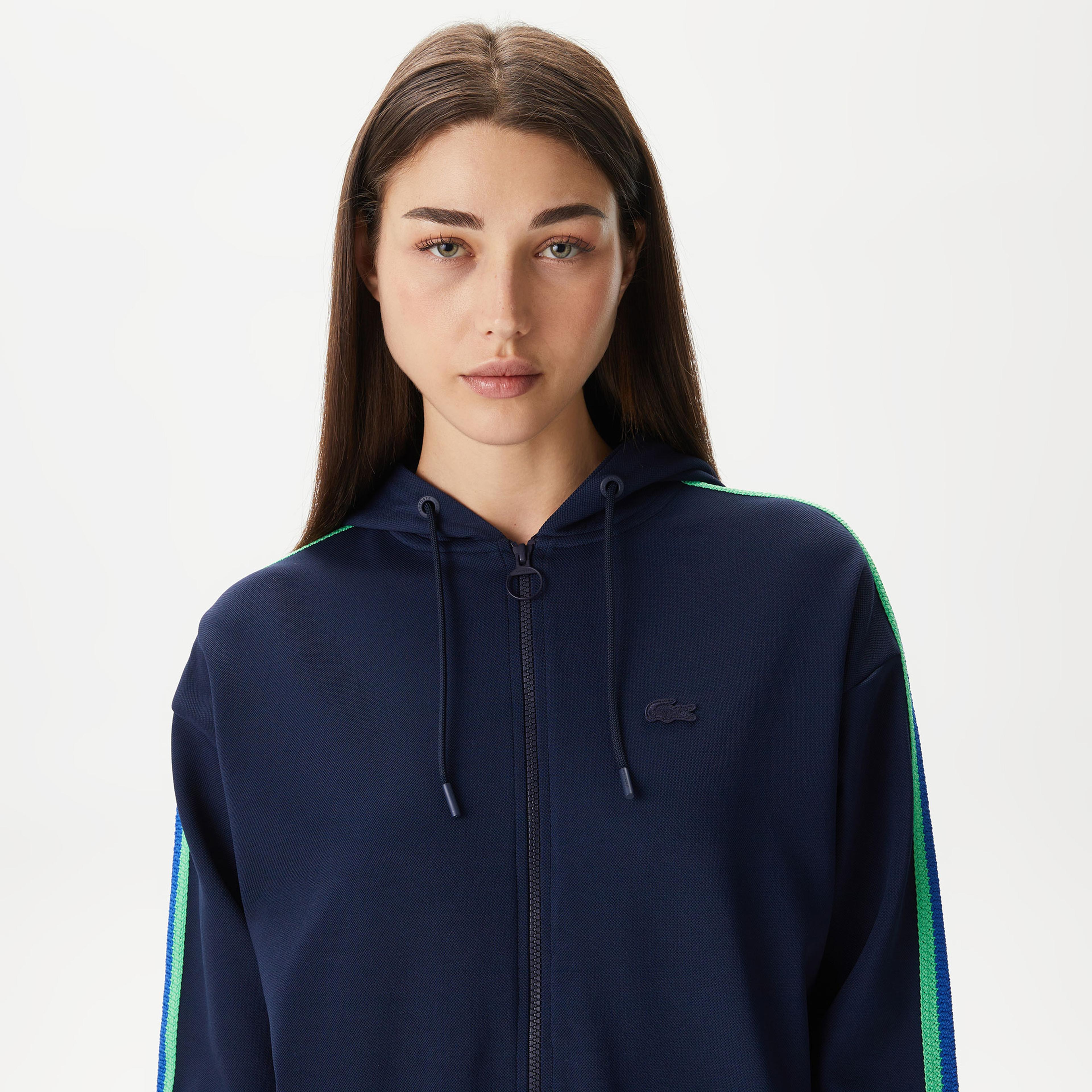 Lacoste Kadın Relaxed Fit Kapüşonlu Lacivert Sweatshirt