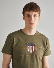 GANT Erkek Yeşil Regular Fit Bisiklet Yaka Logolu T-shirt