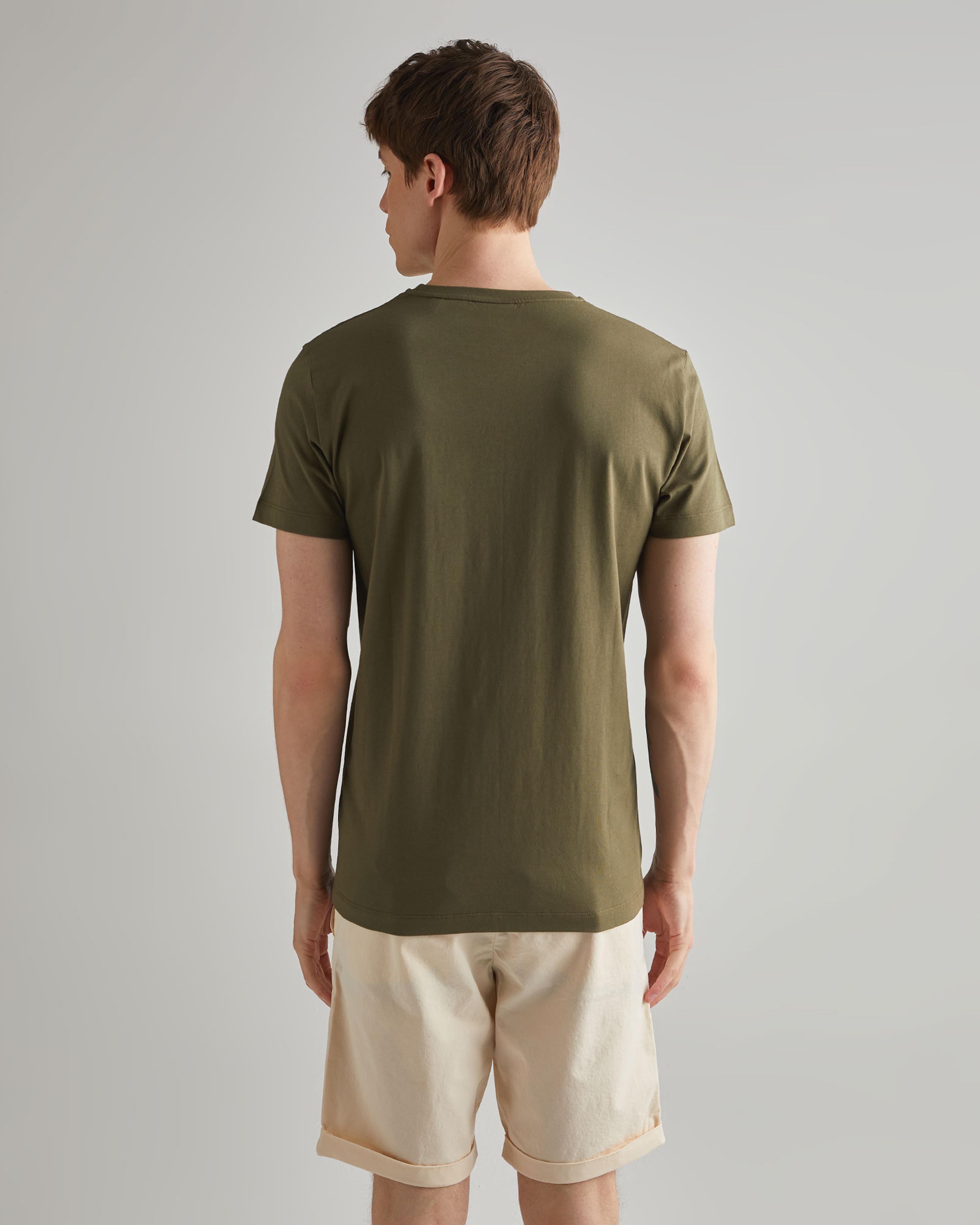 GANT Erkek Yeşil Regular Fit Bisiklet Yaka Logolu T-shirt