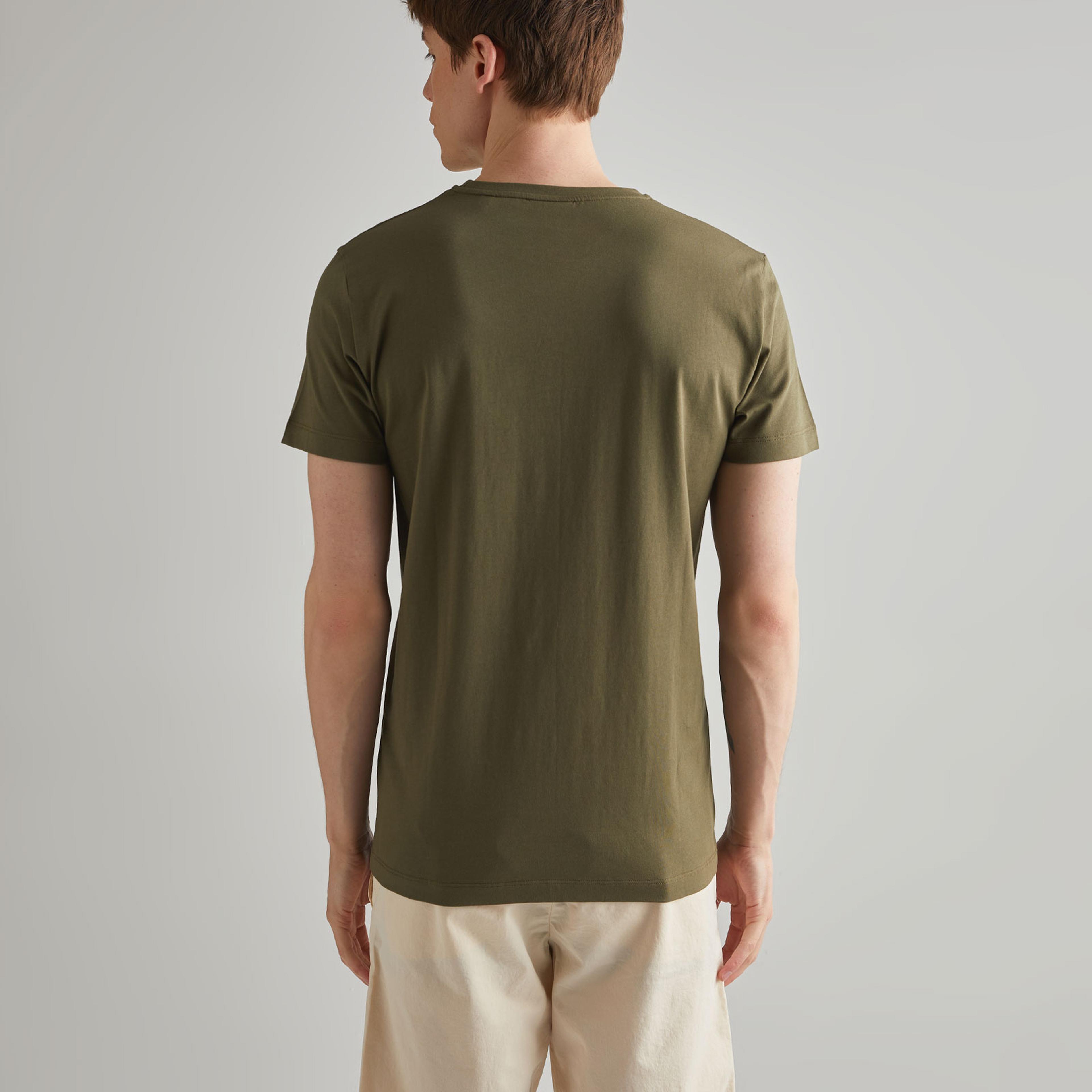 GANT Erkek Yeşil Regular Fit Bisiklet Yaka Logolu T-shirt
