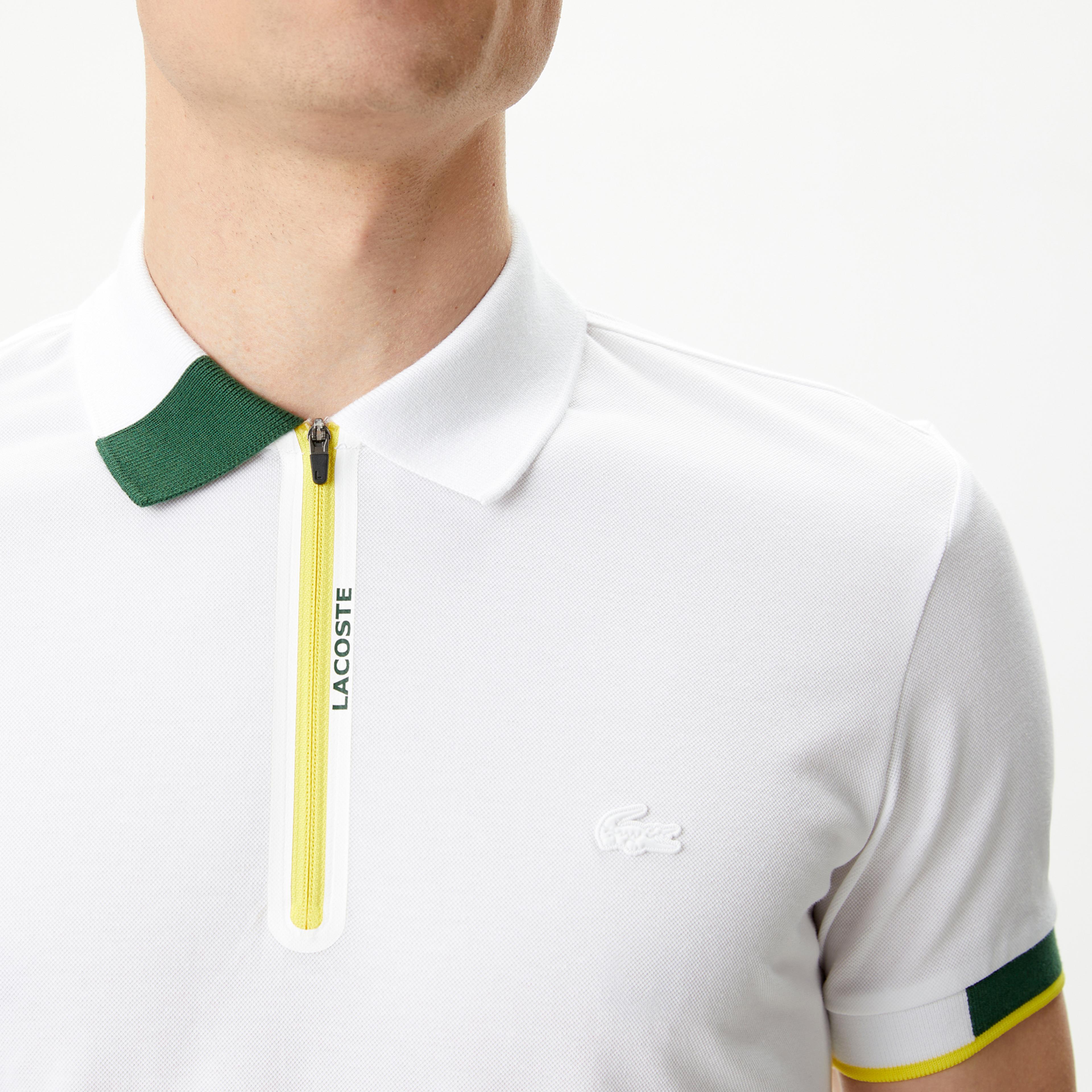 Lacoste Erkek Oversize Fit Fermuarlı Beyaz Polo