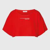 Calvin Klein Box Fıt Crop Top Kadın Kırmızı T-shirt