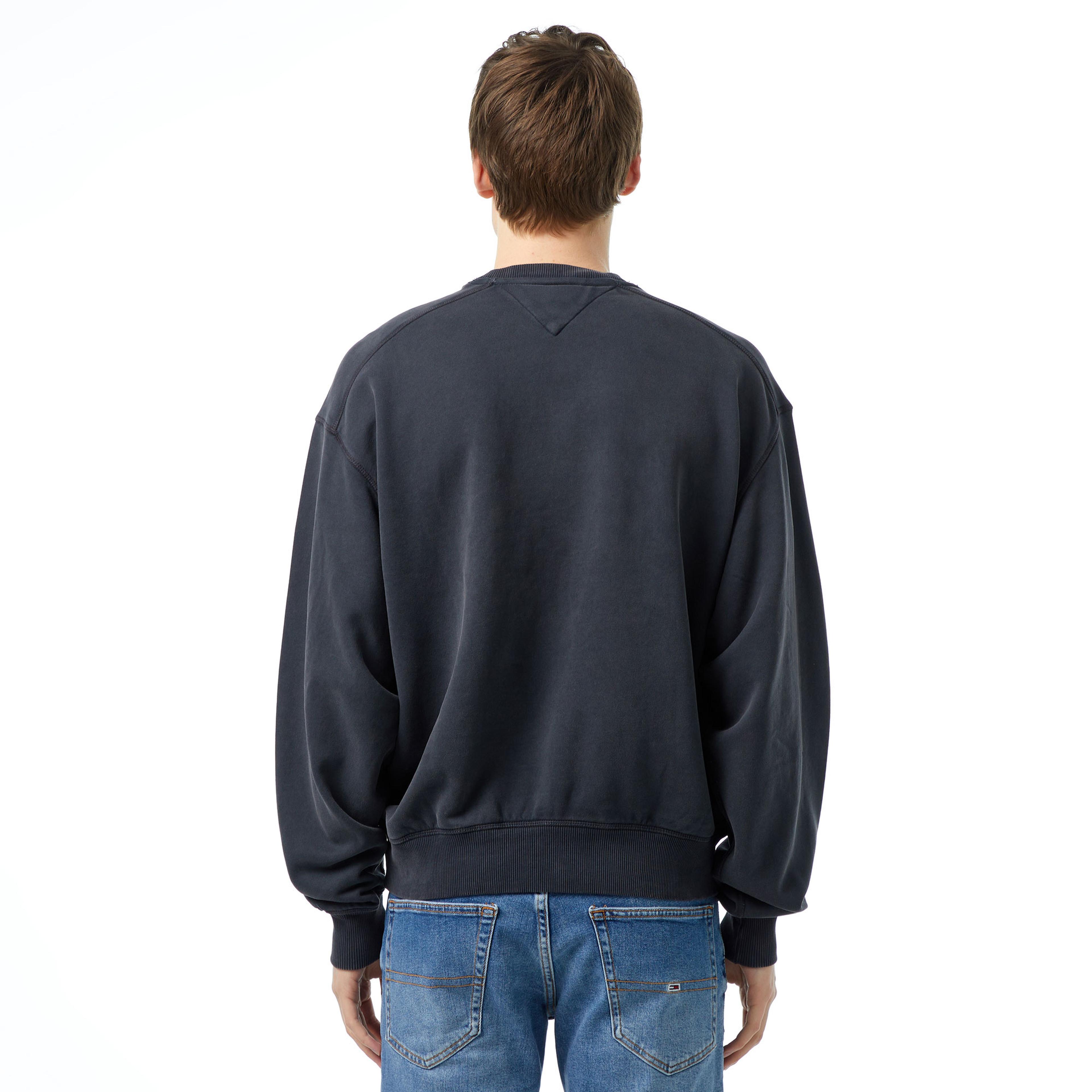 Tommy Jeans Boxy Crew Erkek Siyah Sweatshirt