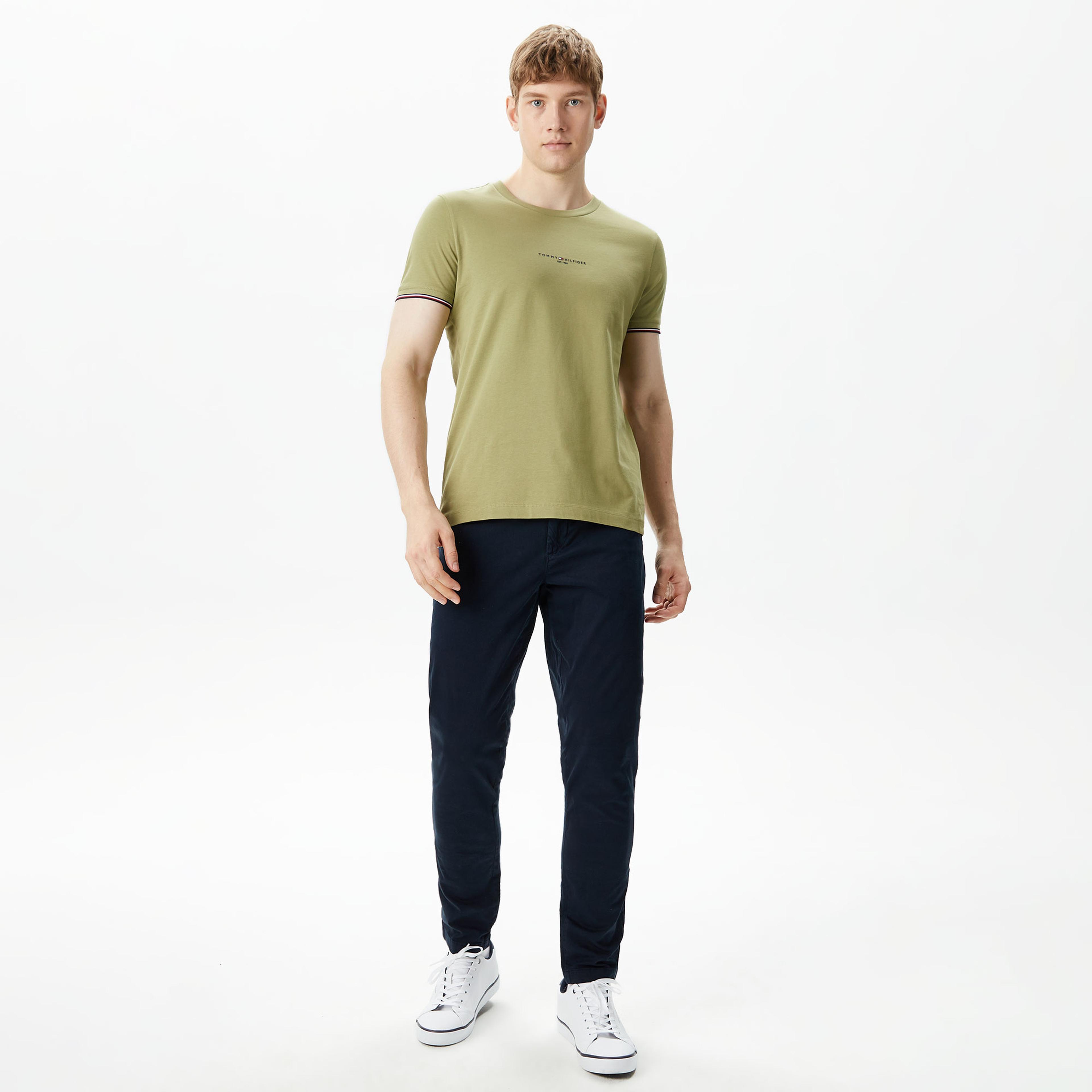 Tommy Hilfiger Logo Tipped Erkek Yeşil T-Shirt