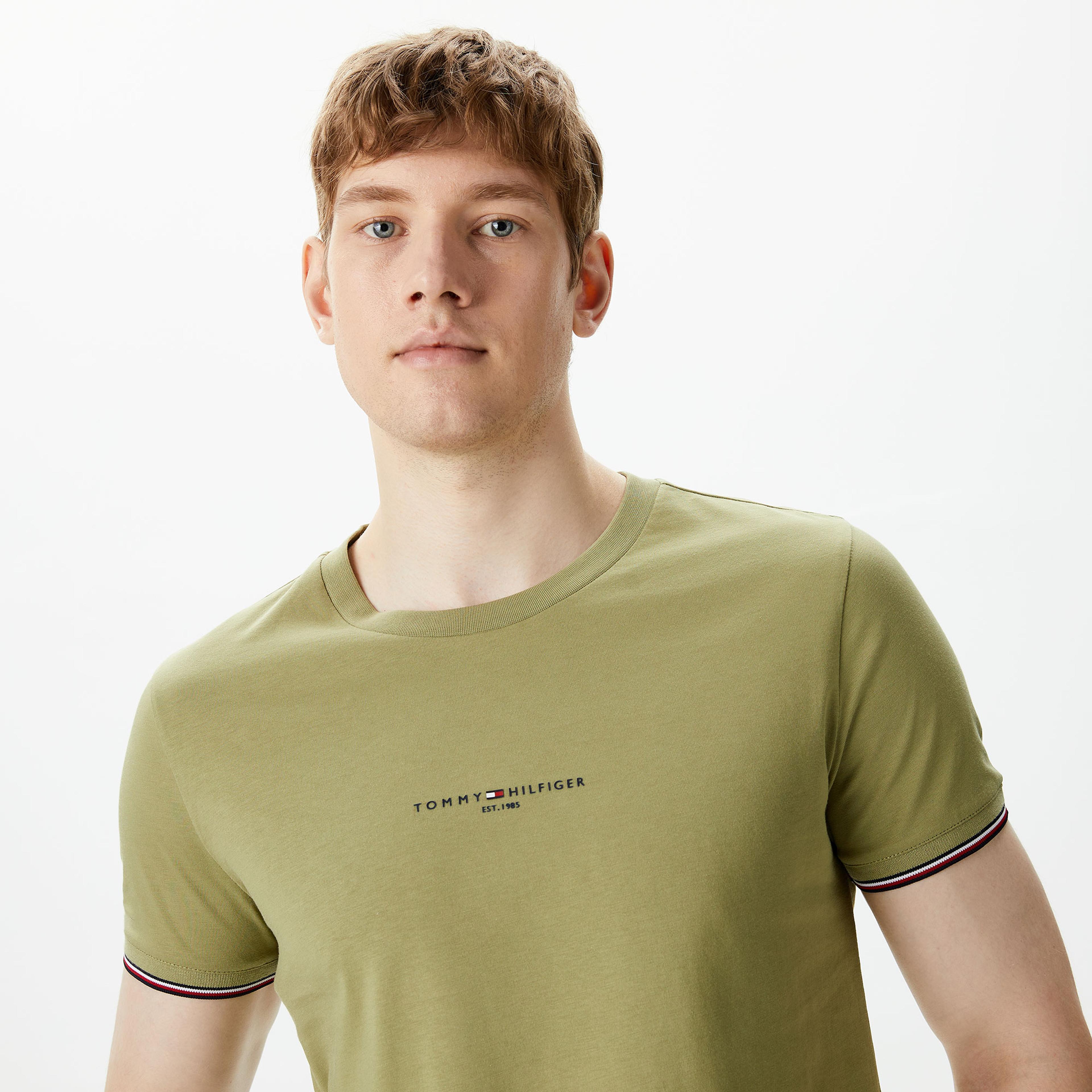 Tommy Hilfiger Logo Tipped Erkek Yeşil T-Shirt