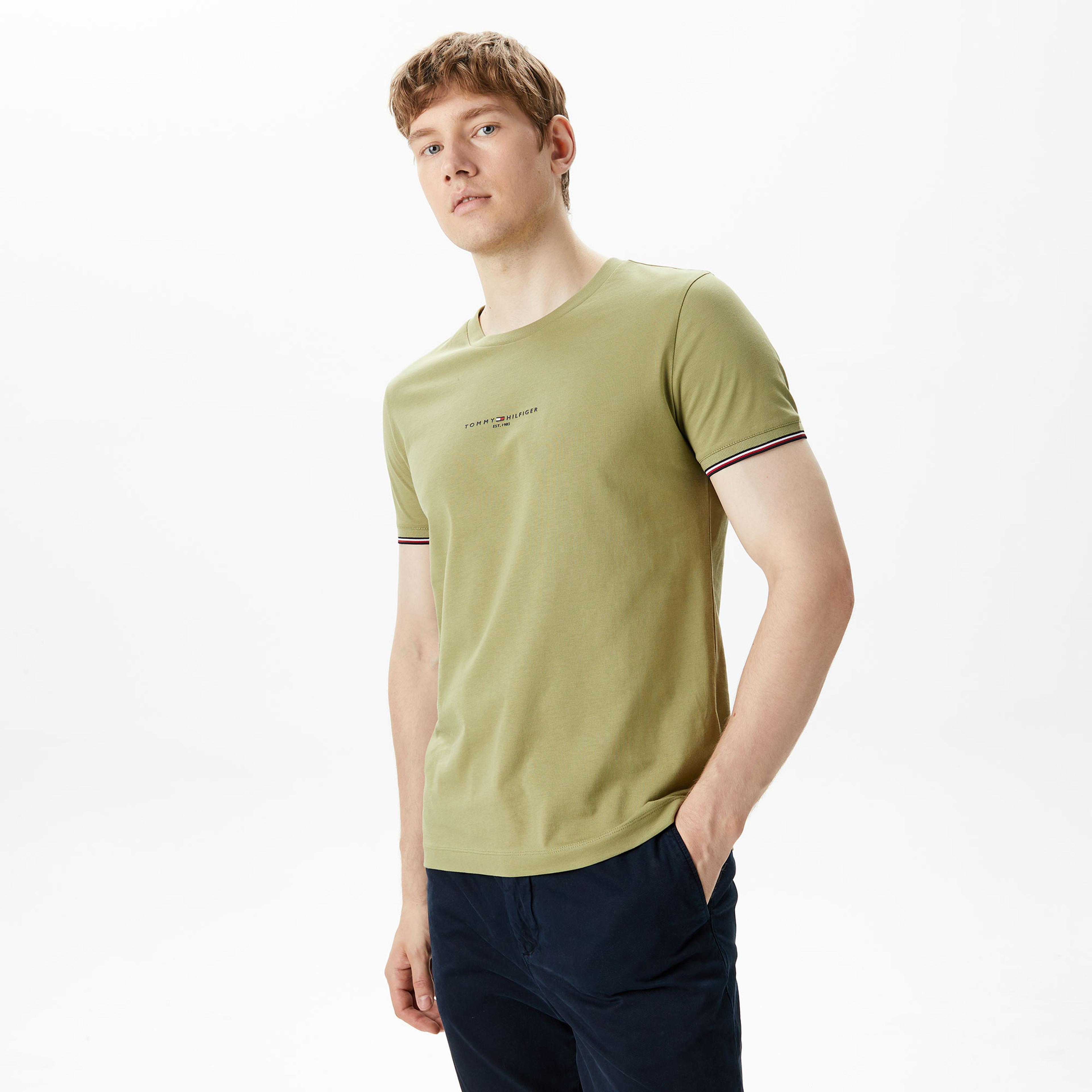 Tommy Hilfiger Logo Tipped Erkek Yeşil T-Shirt