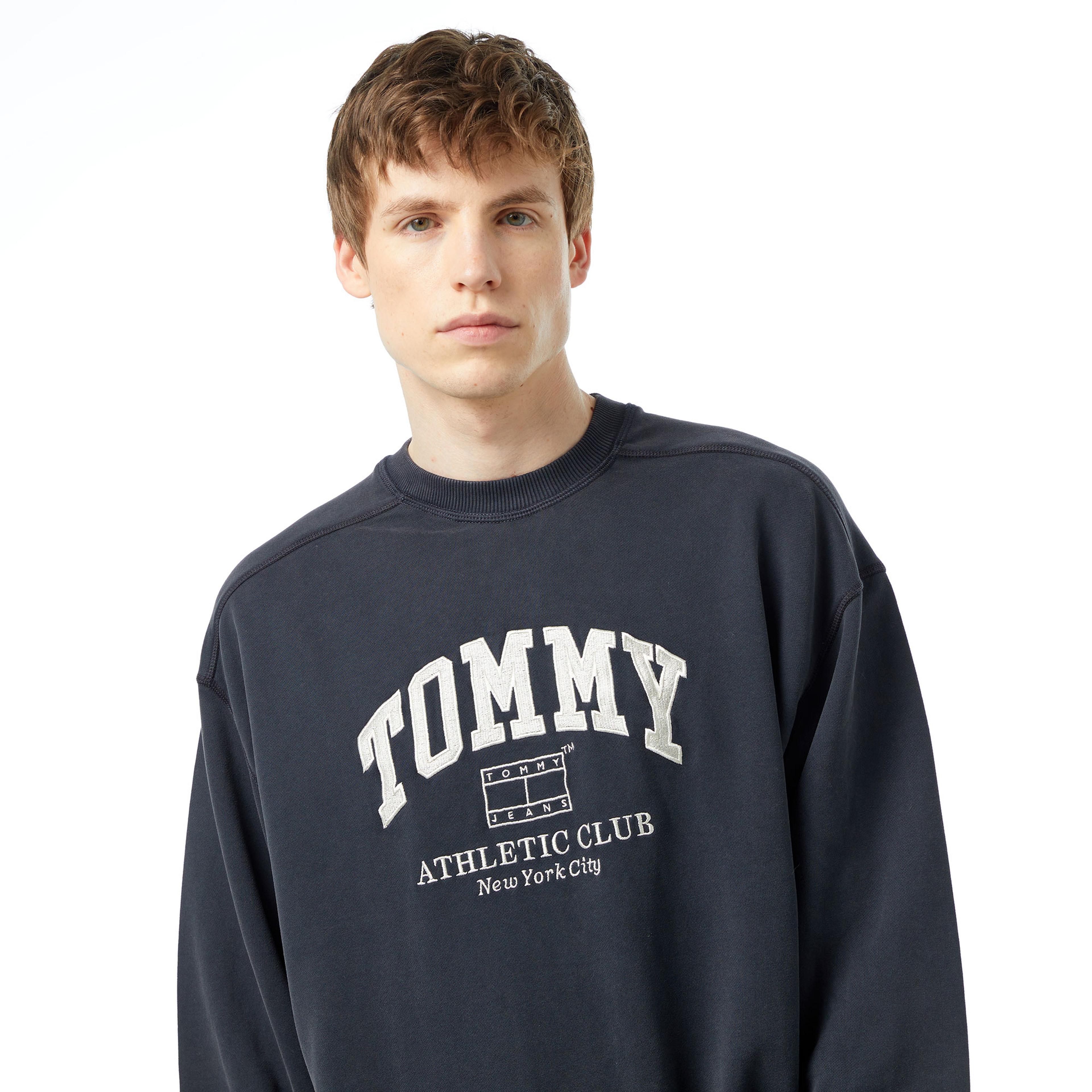 Tommy Jeans Boxy Crew Erkek Siyah Sweatshirt