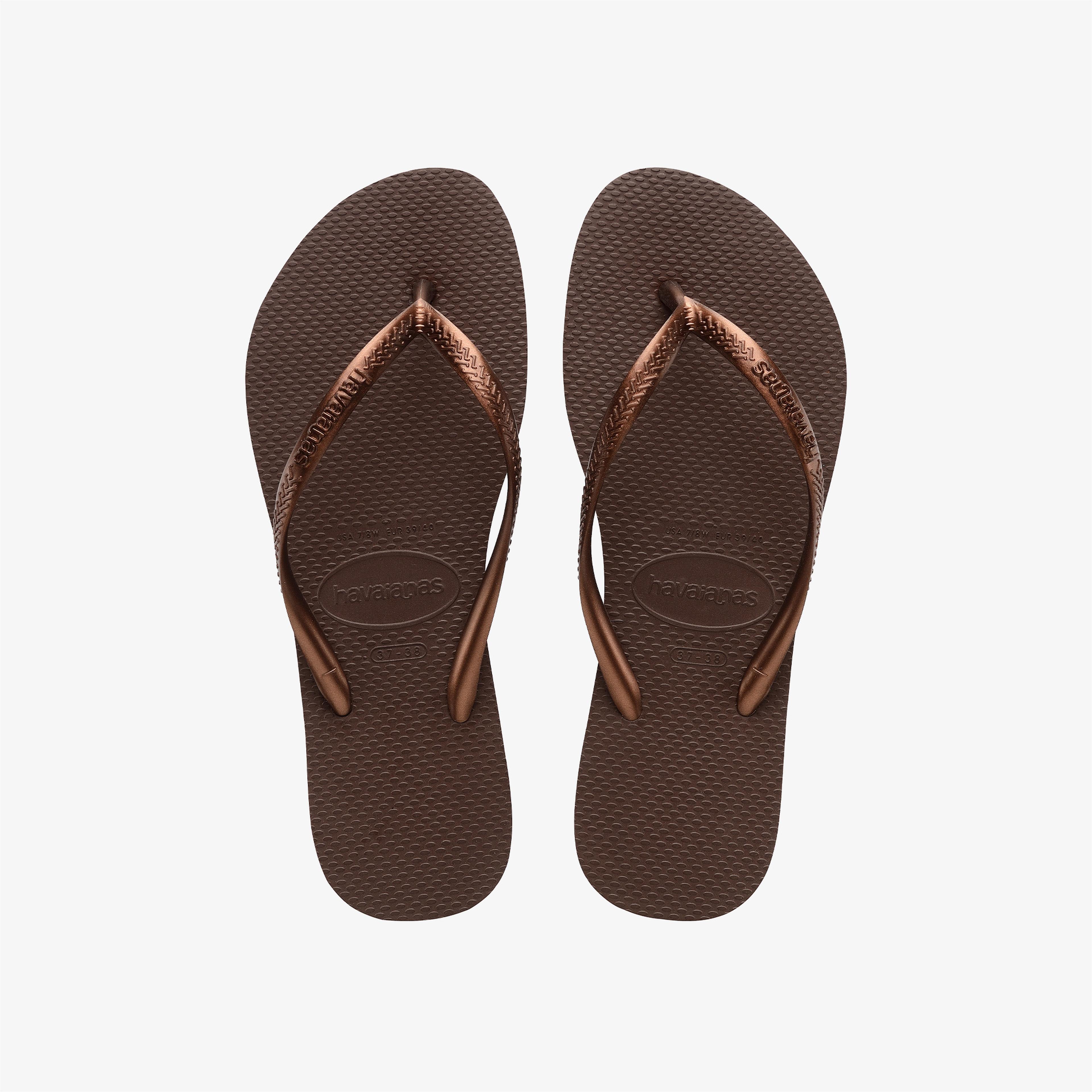 Havaianas Slim Dark Brown-Metal Acoused Kadın Kahverengi Terlik