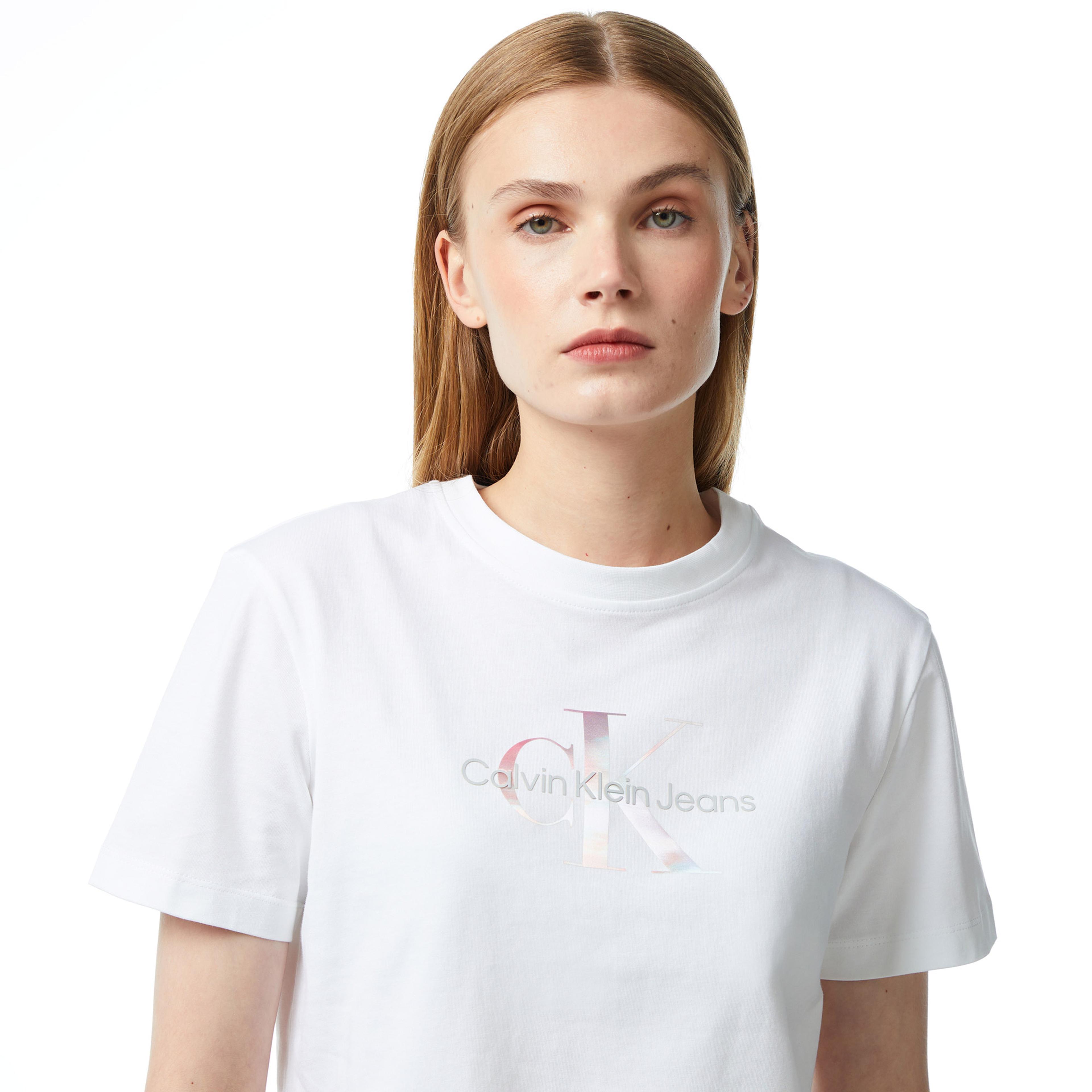 Calvin Klein Jeans Diffused Kadın Beyaz T-Shirt