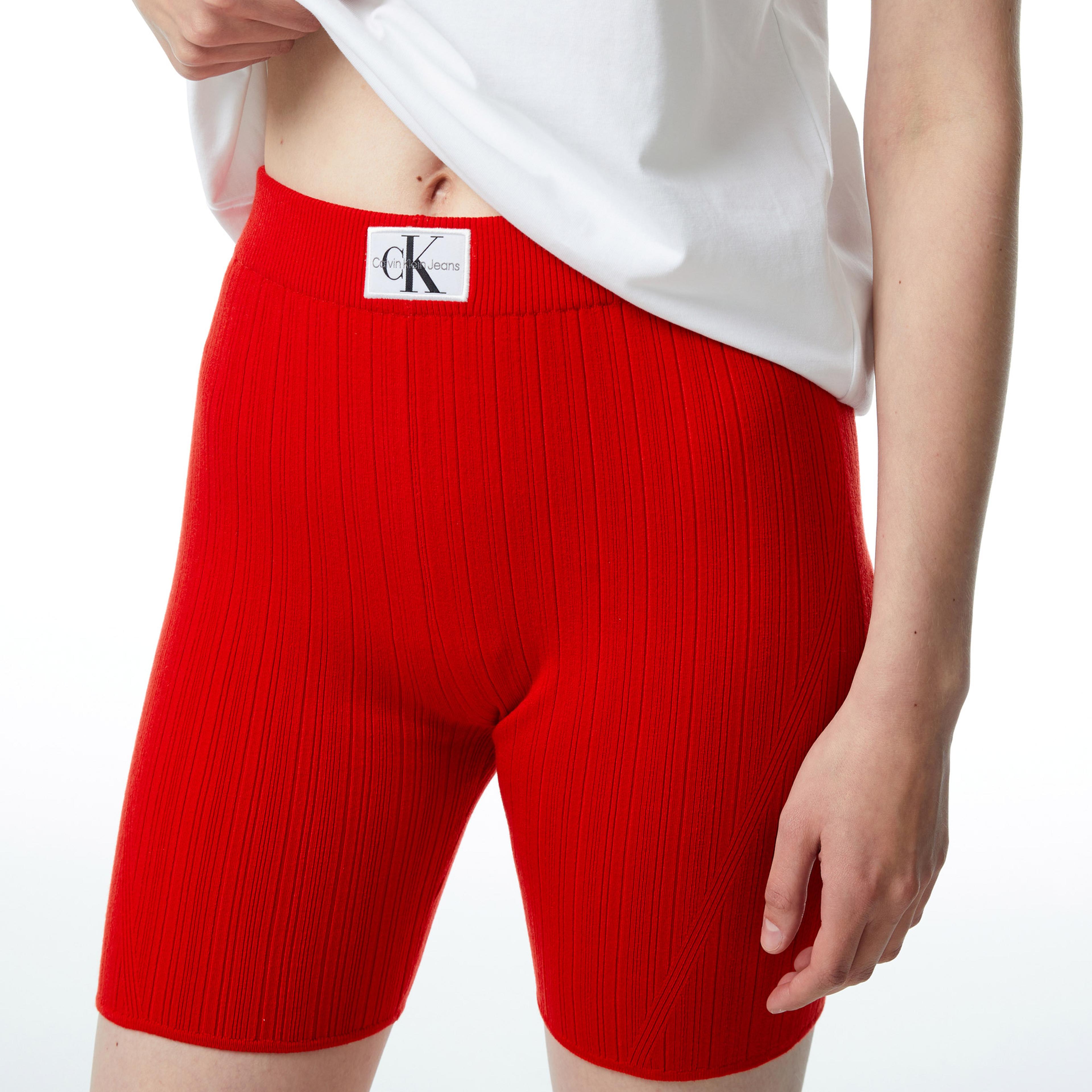 Calvin Klein Jeans Woven Label Kadın Kırmızı Şort