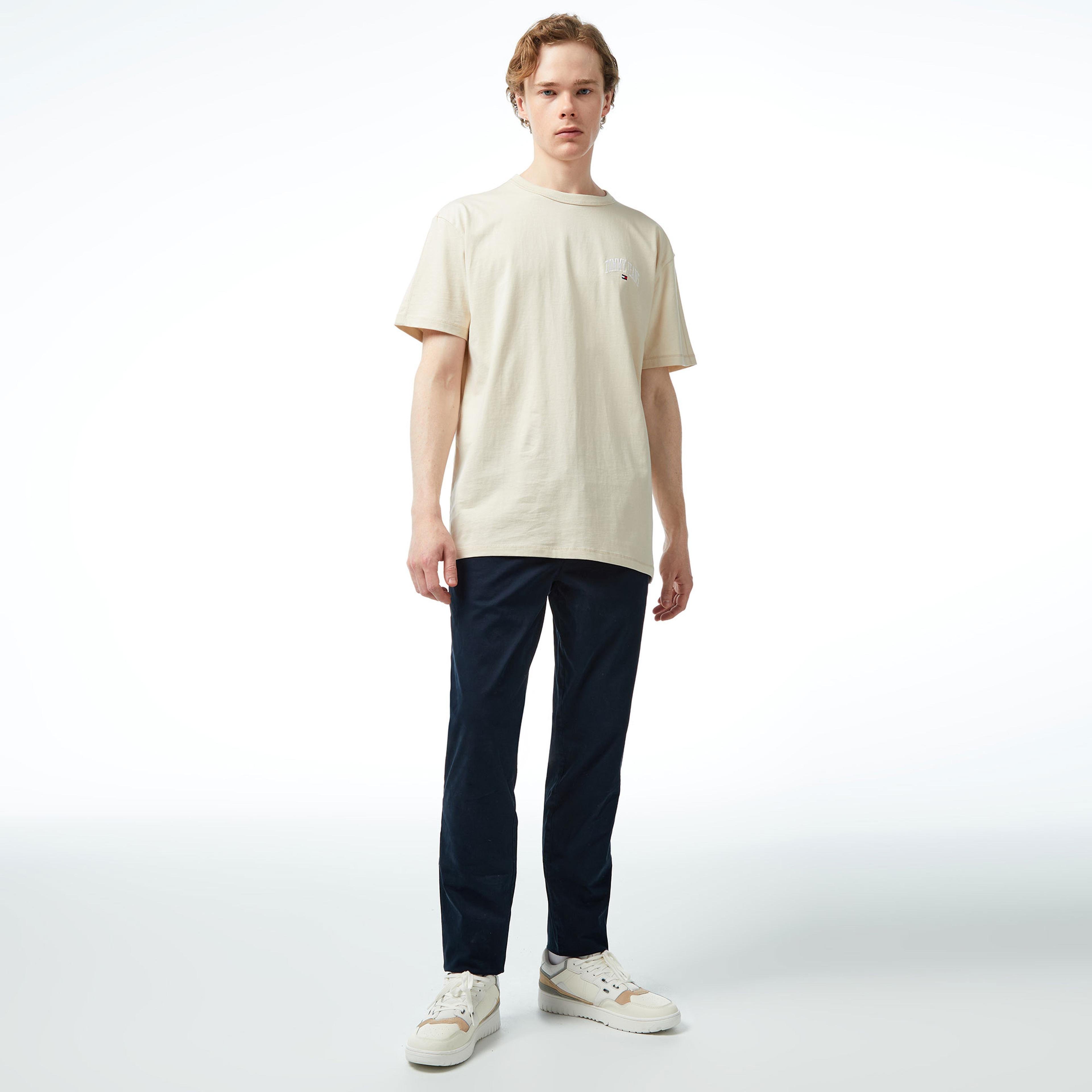 Tommy Jeans Reg Varsity Erkek Bej T-Shirt