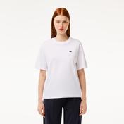 Lacoste Kadın Relaxed Fit Bisiklet Yaka Beyaz T-Shirt