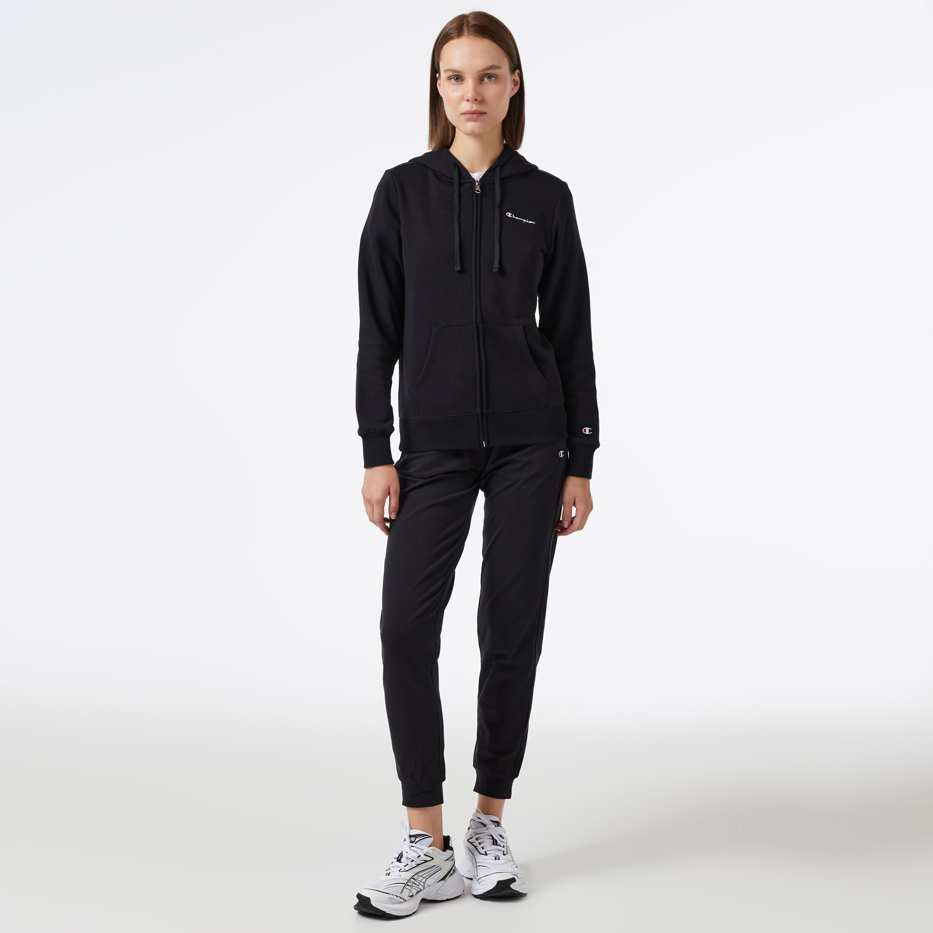 Champion Hooded Full Zip Kadın Siyah Eşofman Üstü