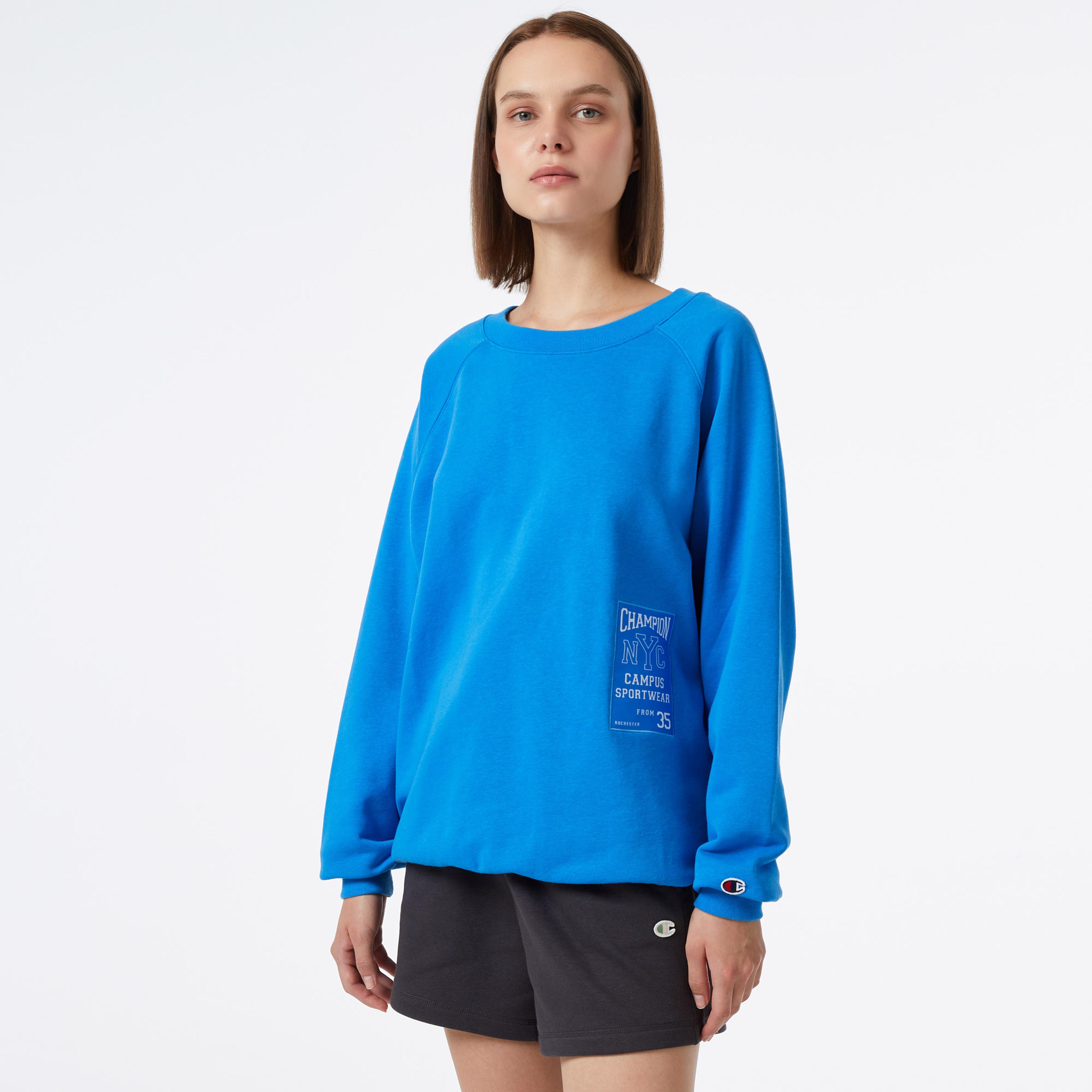 Champion Crewneck Kadın Mavi Sweatshirt