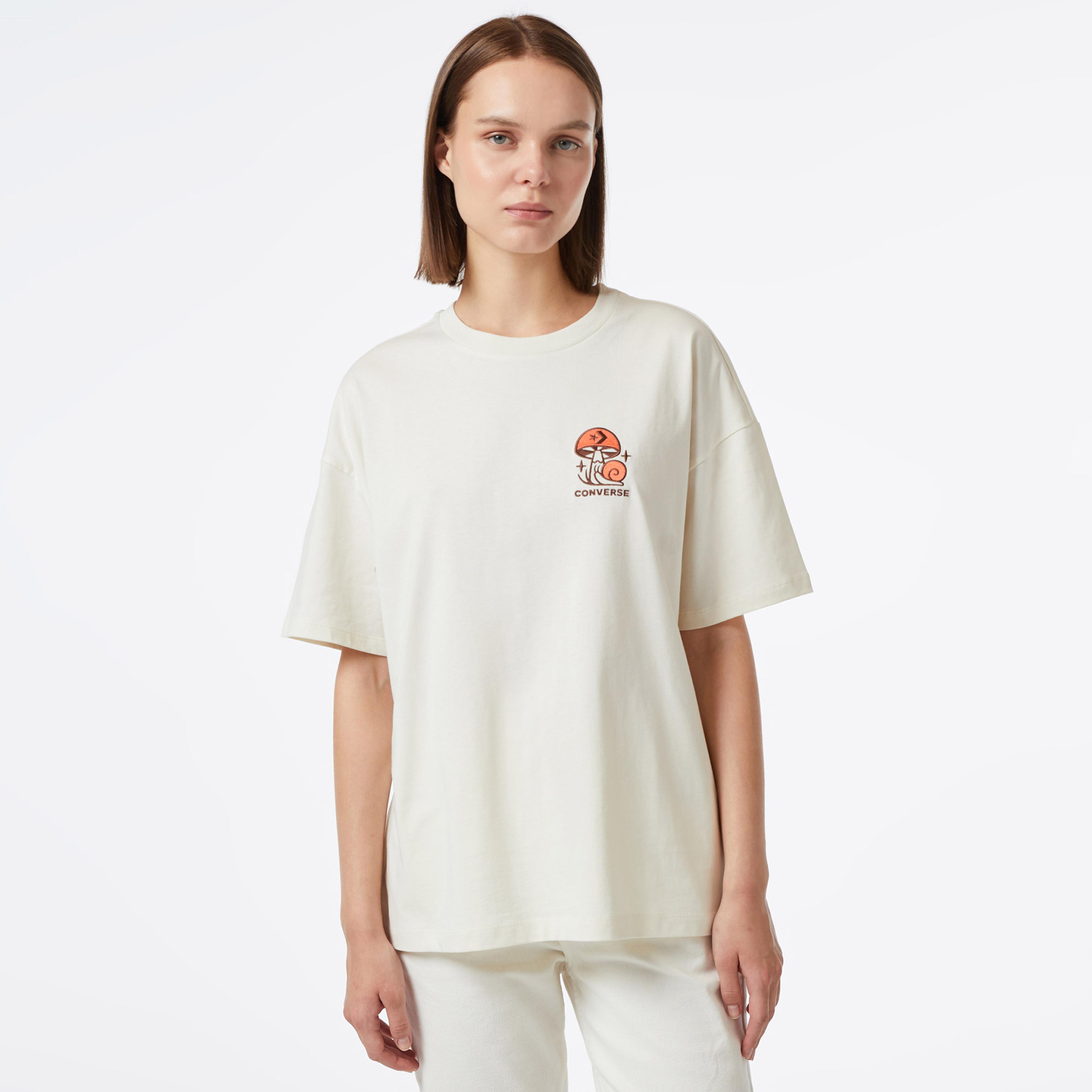 Converse Mushroom Graphic Oversized Fit Kadın Siyah T-Shirt